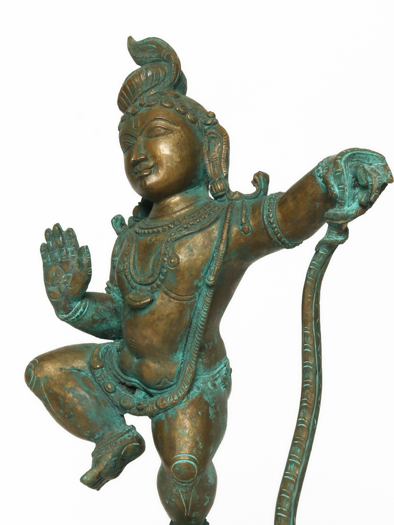 18" Kalinga Krishna Bronze Statue Exotic India Art