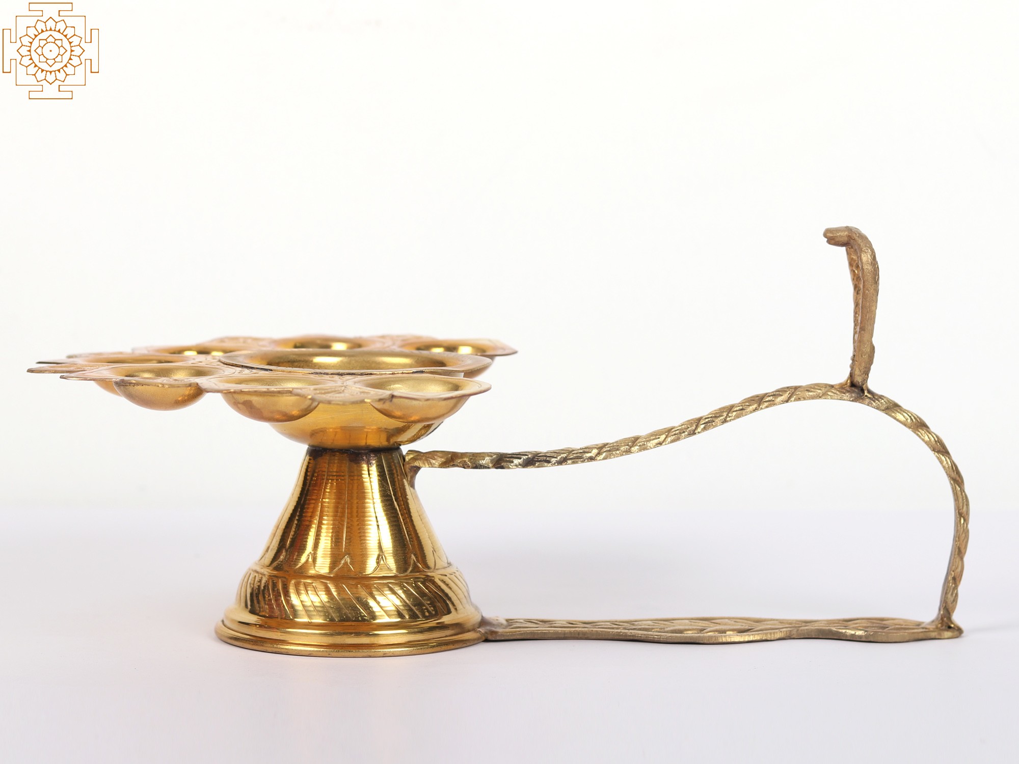 Brass Handheld Multiple Wicks Oil Lamp Exotic India Art