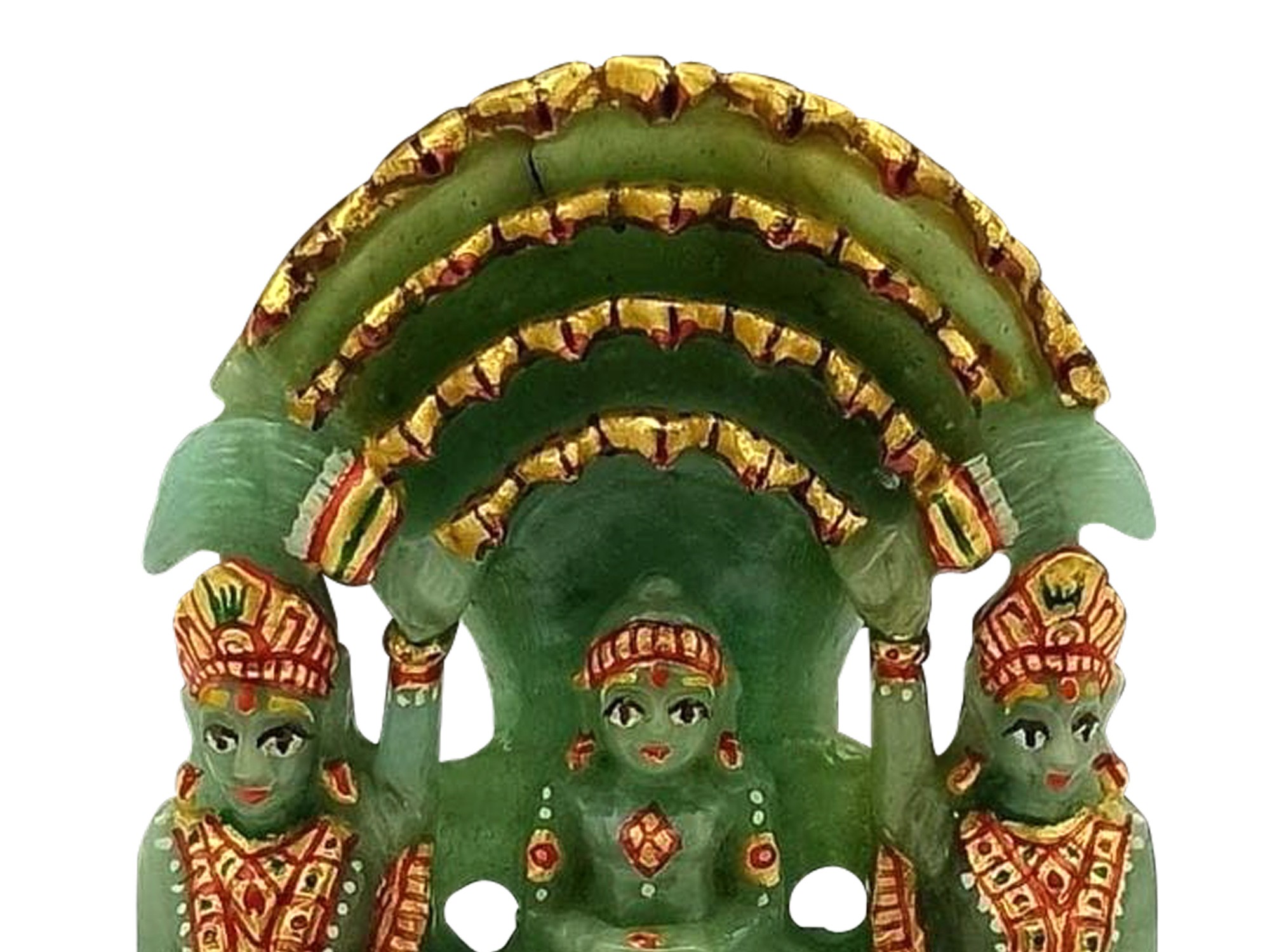 Emerald Gemstone Mahavir Jain Swami Statue With Two Disciples Exotic