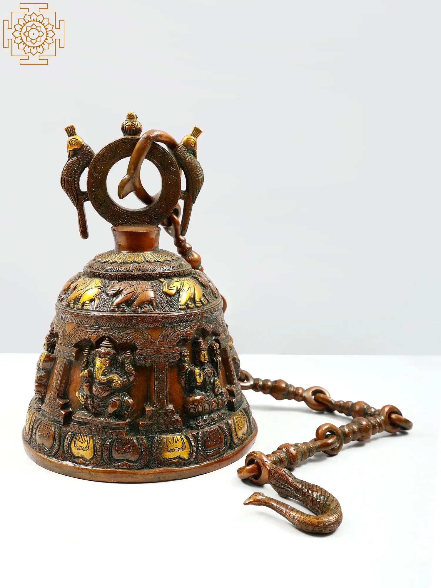 Prupledip Brass Wall Hanging With Bells Of Lakshmi Ganesh Saraswati Unique Indian Décor 10721