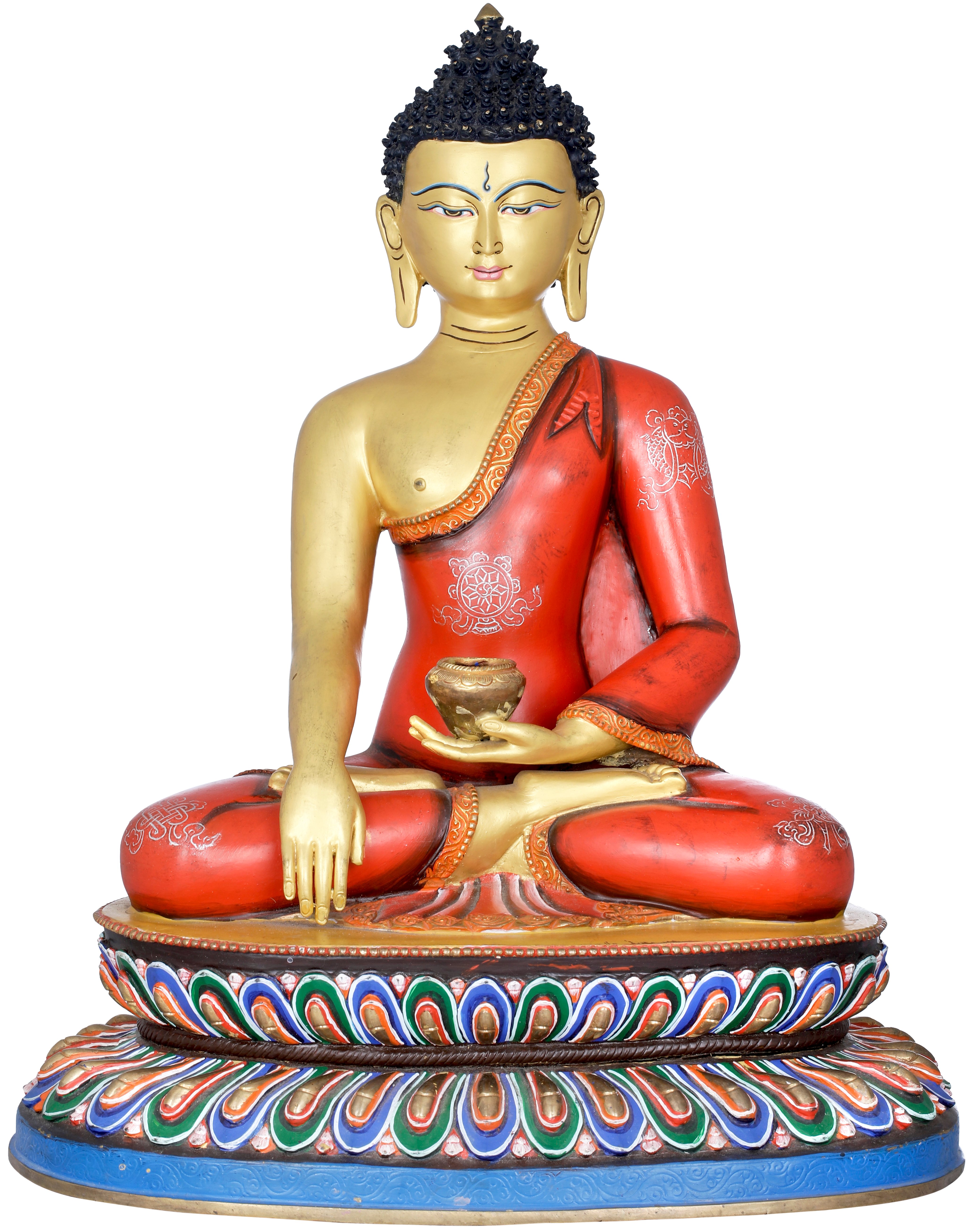 Superfine Lord Buddha Seated on Double Lotus - Made in Nepal Tibetan  Buddhist Deity | Exotic India Art