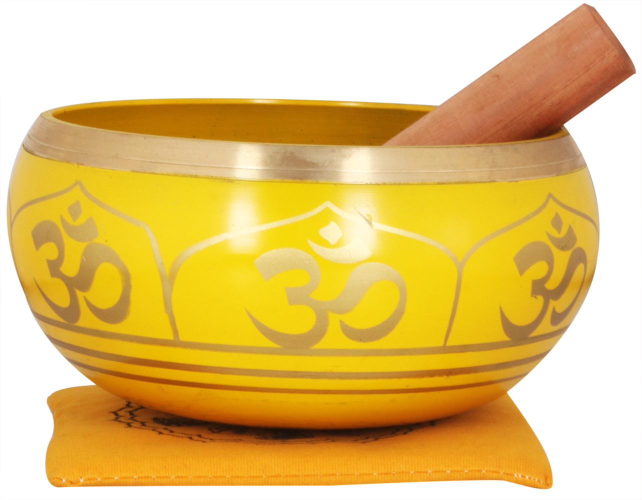 6" Tibetan Buddhist Singing Bowl in Yellow Hue In Brass Handmade