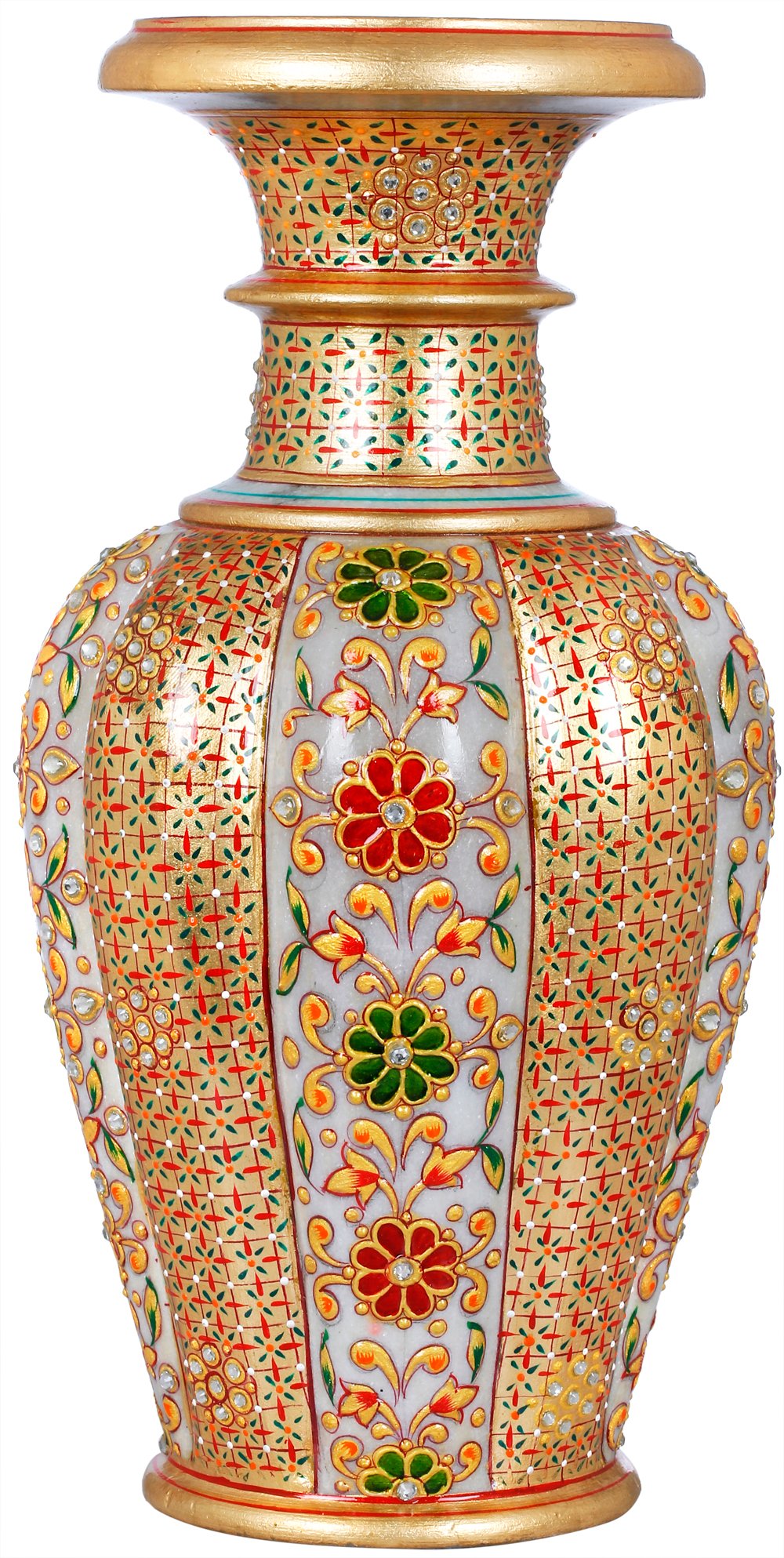 Inches Green Marble Flower Vase with Royal Look Lapis Lazuli Stones  Inlaid Decorative Planter from Indian Art and Crafts 