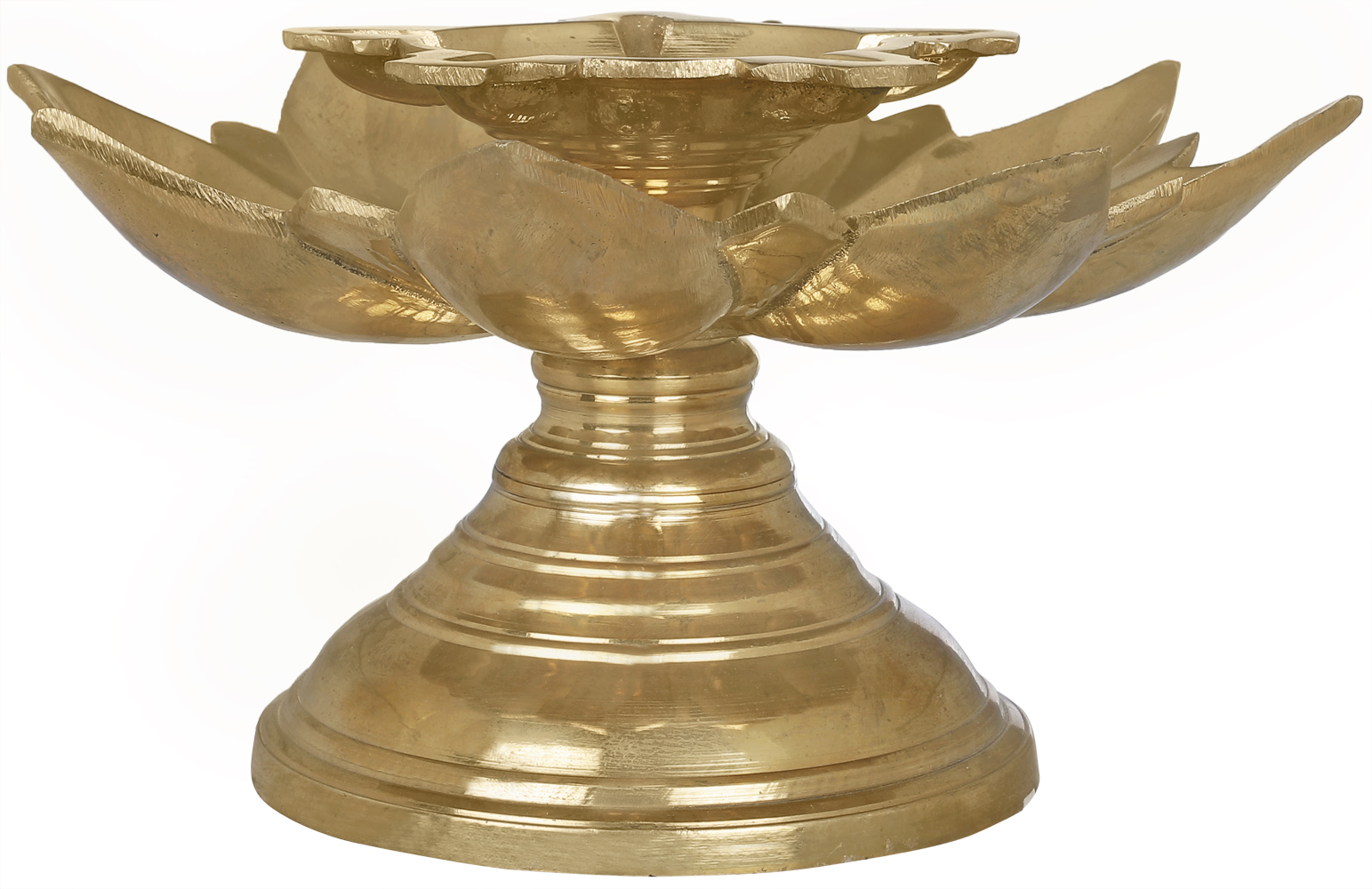 4 Five Wicks Lotus Deepam (Lamp) in Brass, Handmade, Made in India