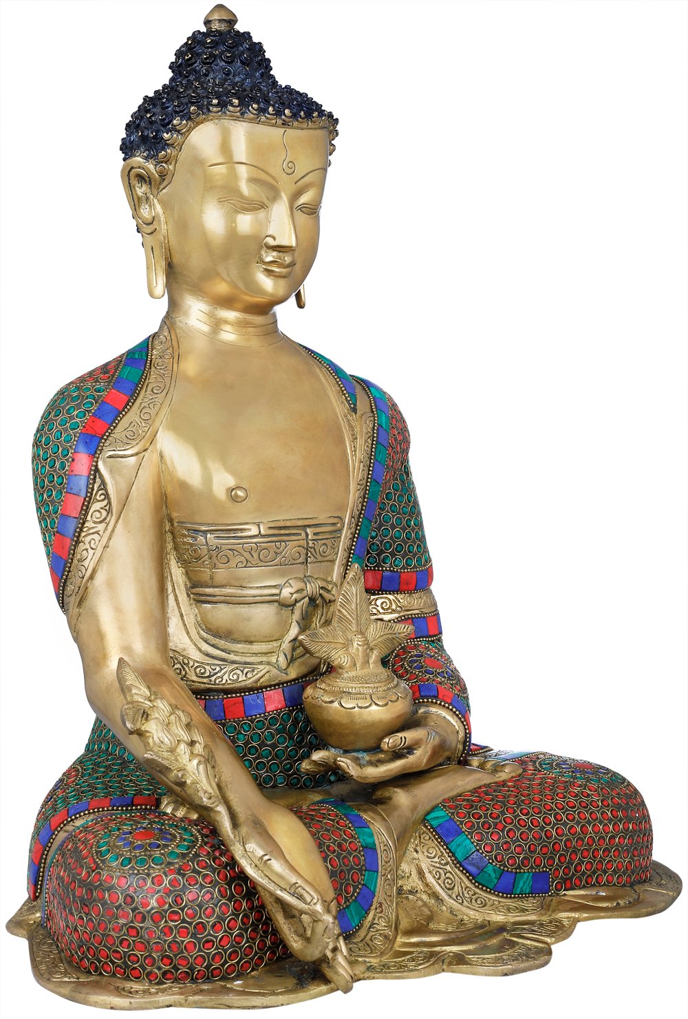 Medizinbuddha Messing 33cm 4kg Nepal Tibet Indien Buddhismus Medizin Buddha 