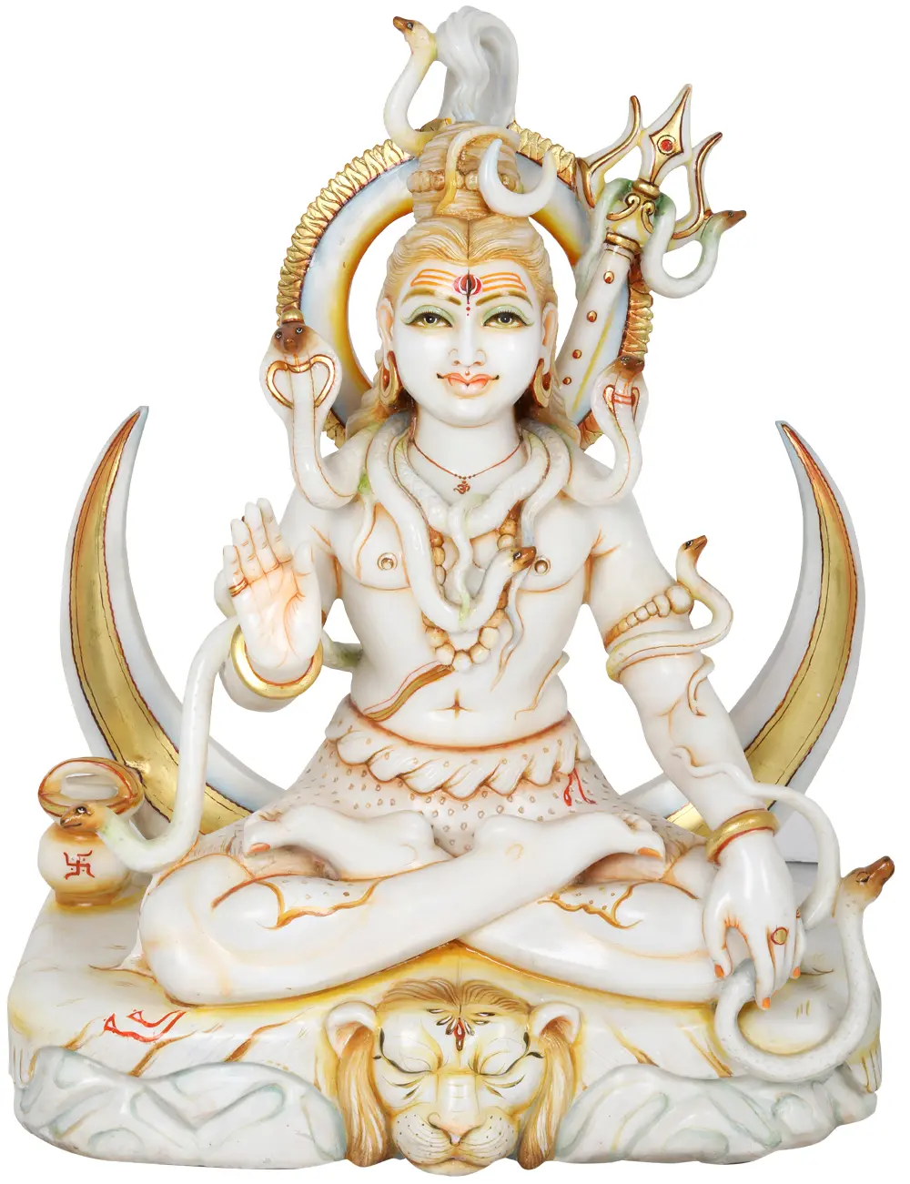 Marvellous Chandra Shiva Adorned with Serpents | Exotic India Art