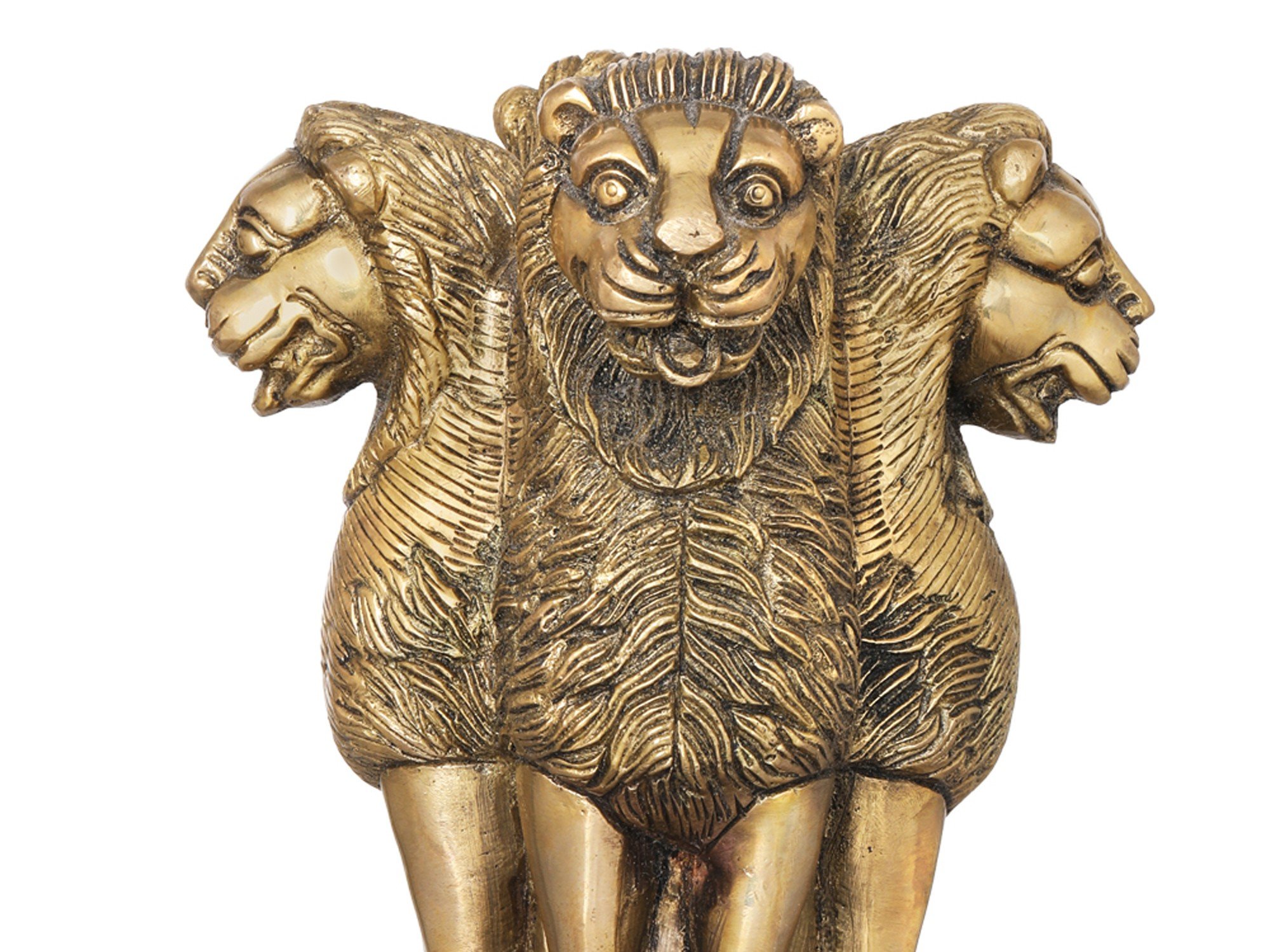 12064 Inspired from Lion Capital of Ashoka at Sarnath Purpledip Brass Showpiece Indian National Emblem 