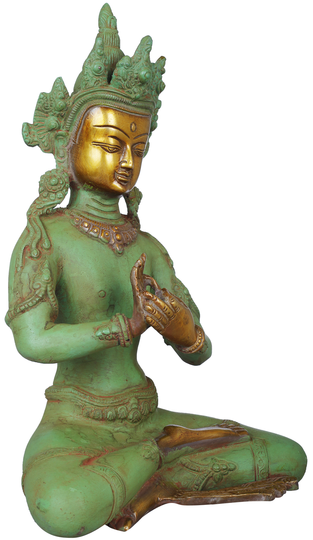 Crowned Buddha In Dharmachakra Mudra Tibetan Buddhist