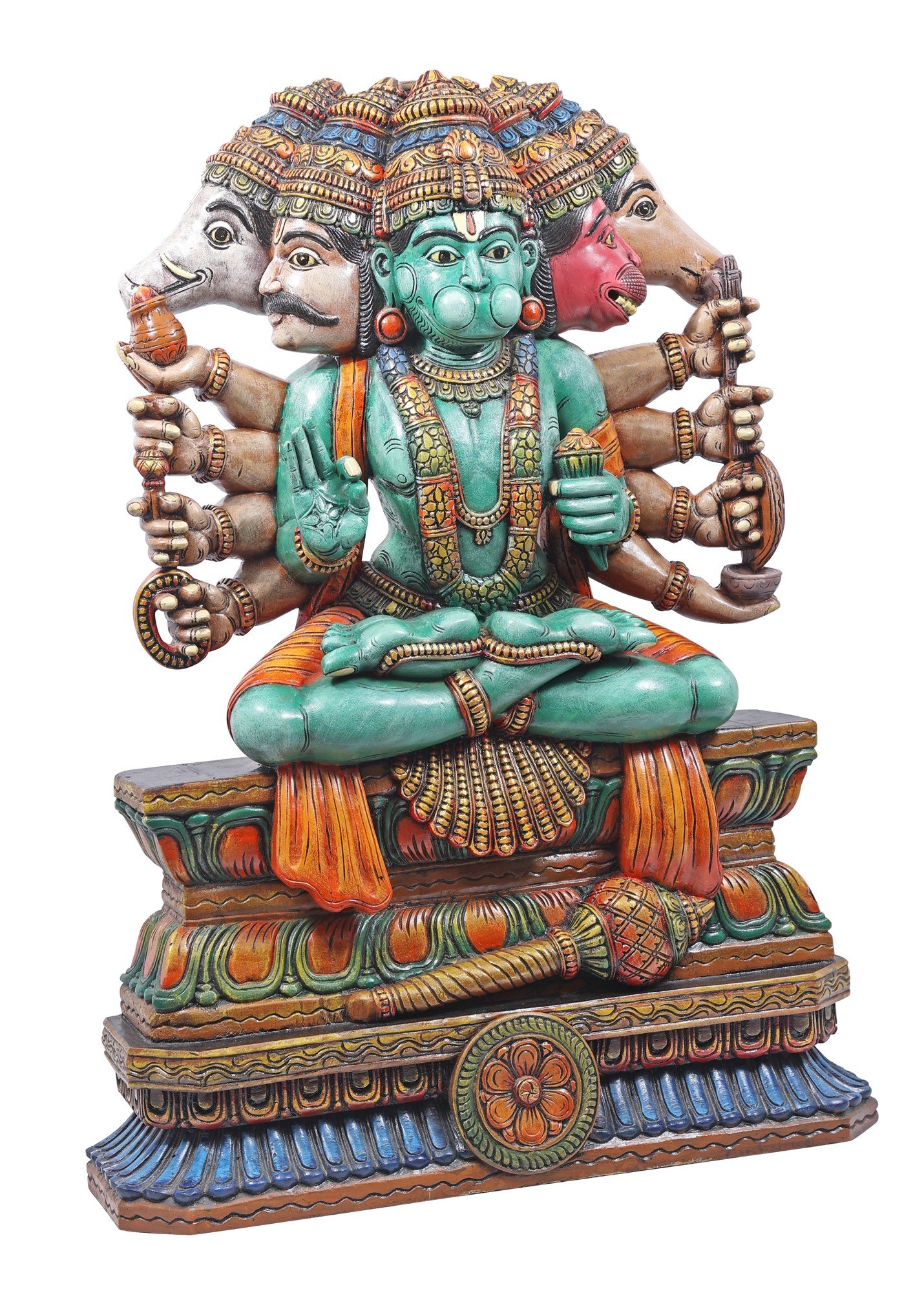 Panchmukhi Sculpture Hanuman Cedarwood Statue Hindu God Garuda Figurine Murti 