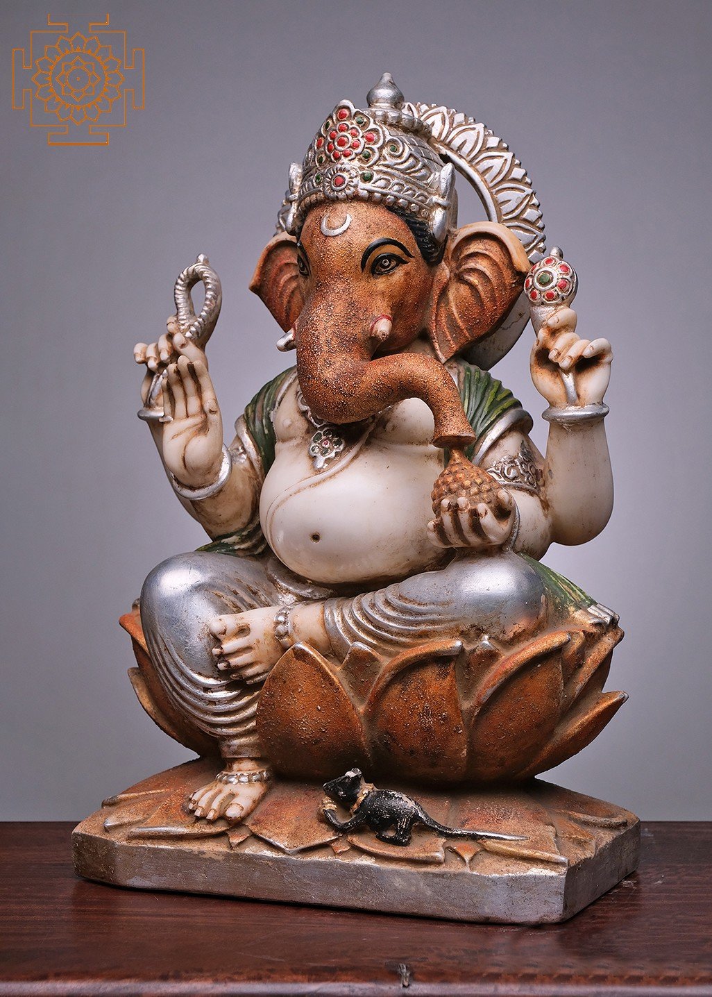 21 Lord Ganesha Seated on Lotus, Handmade