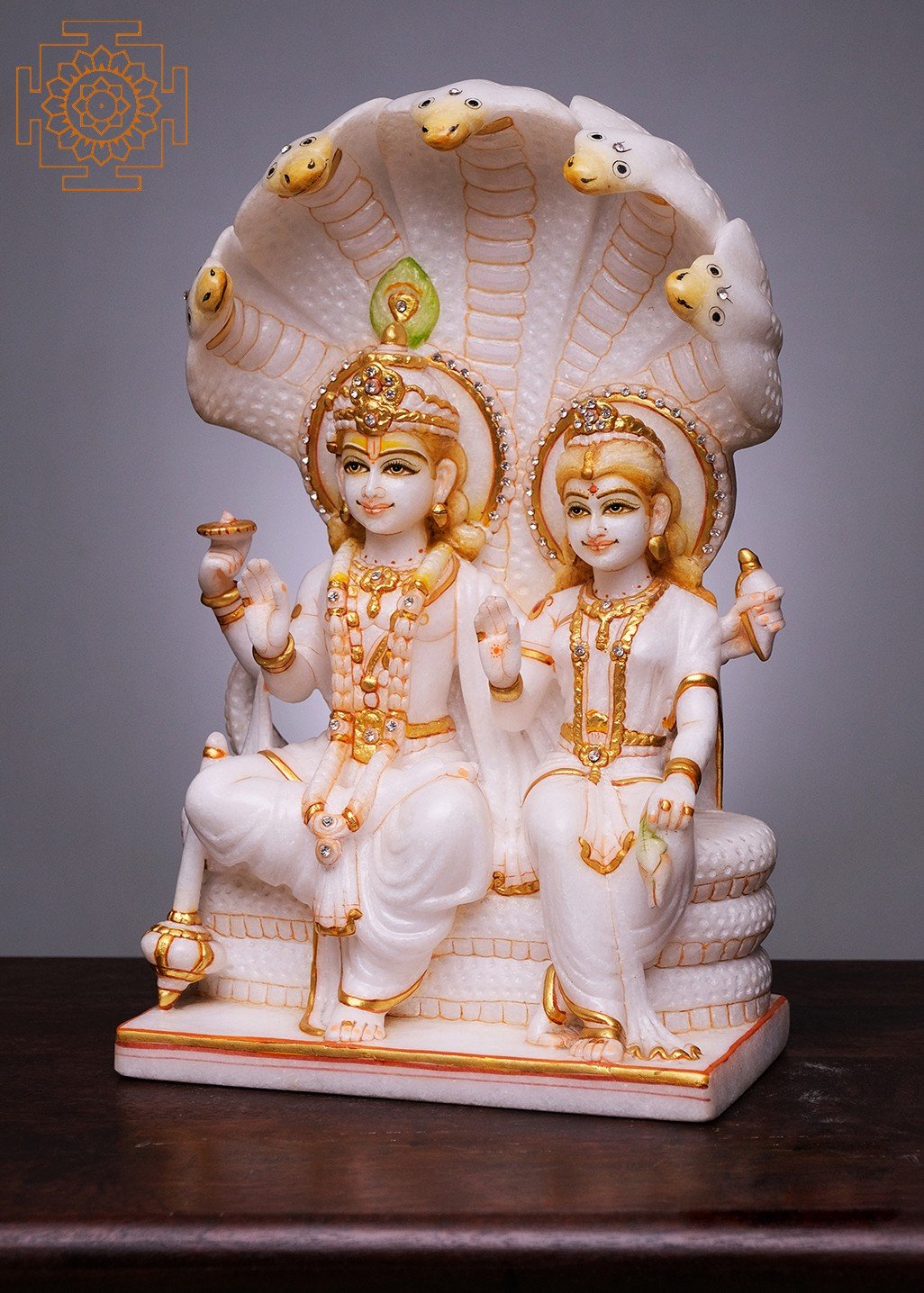 Messing Vishnu Laxmi Auf Sheeshnag Idol Skulptur Gott Murti Göttin Statue 