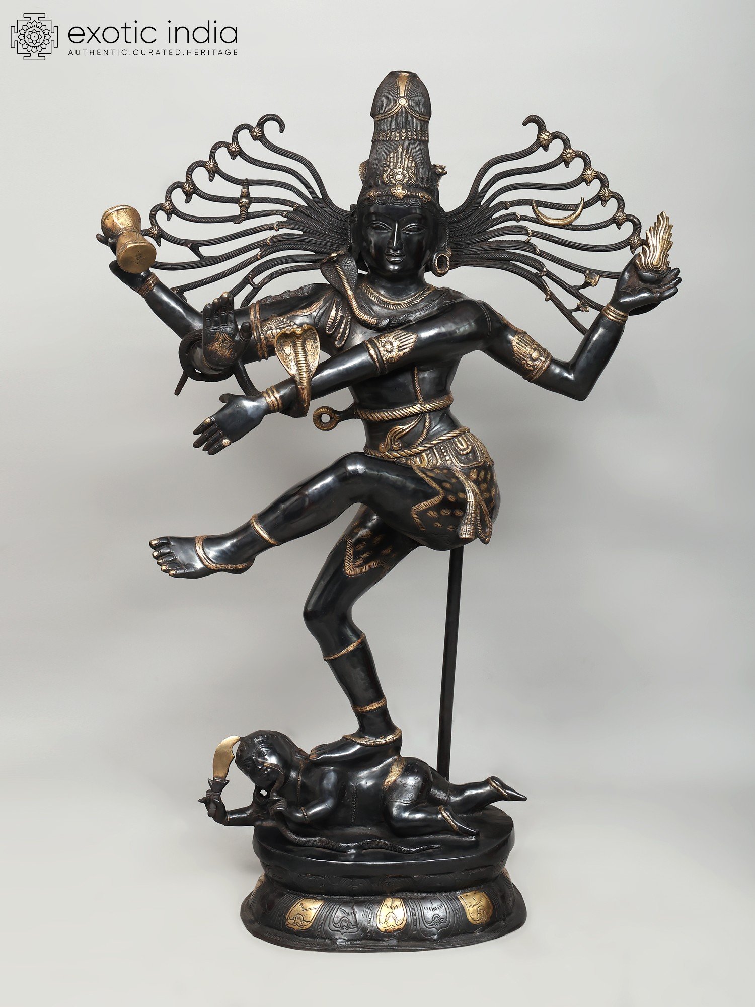 Large Brass Dancing Shiva Nataraj Statue From South India