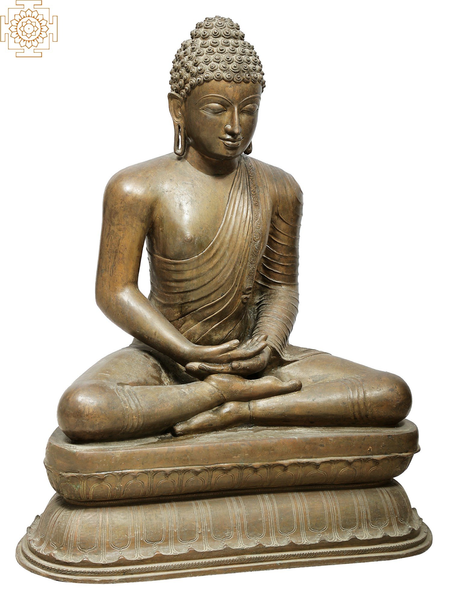 Old Vintage Bronze Buddha Statue Dhyana Meditation Mudra Wisdom Religious Statue