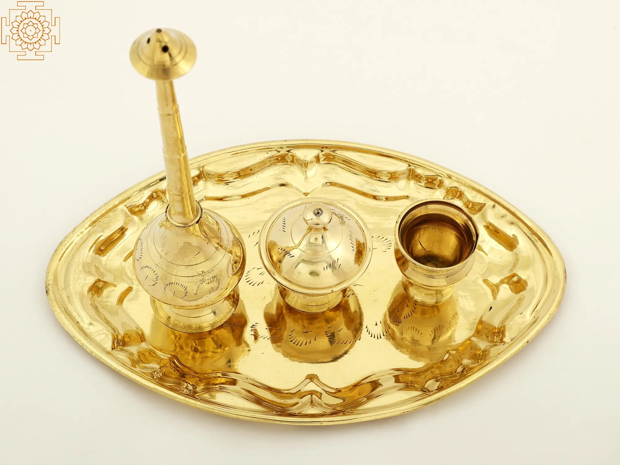 Brass Vengalam Pannir Set (Rose Water Sprinkler Set) | Exotic India Art