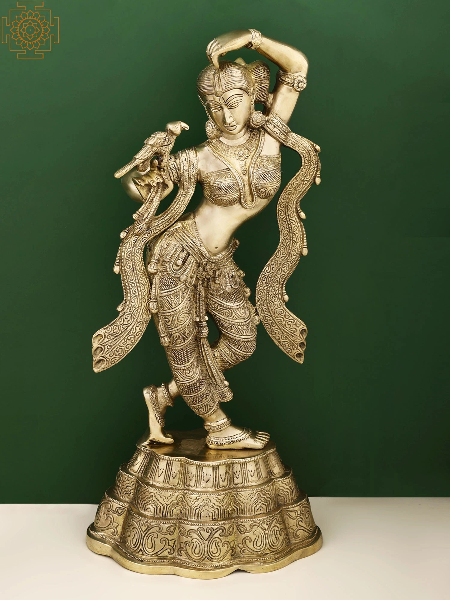 24 Brass Dancing Lady with Parrot