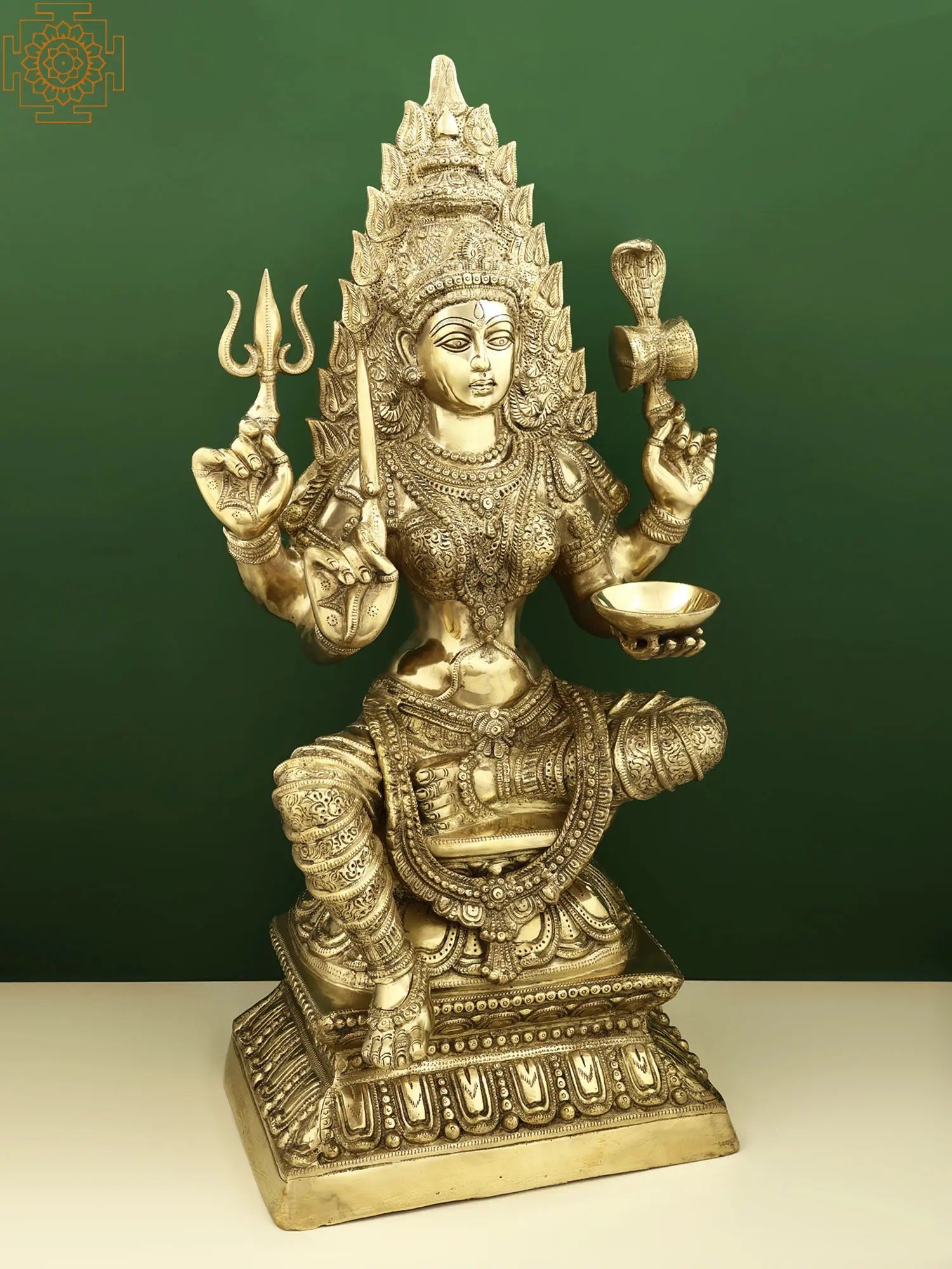 32 Large Brass Mariamman (South Indian Goddess Durga)