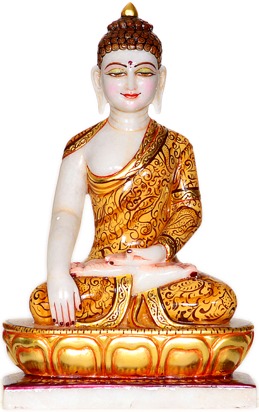 Bhumisparsha Buddha Seated on Lotus Throne | Exotic India Art