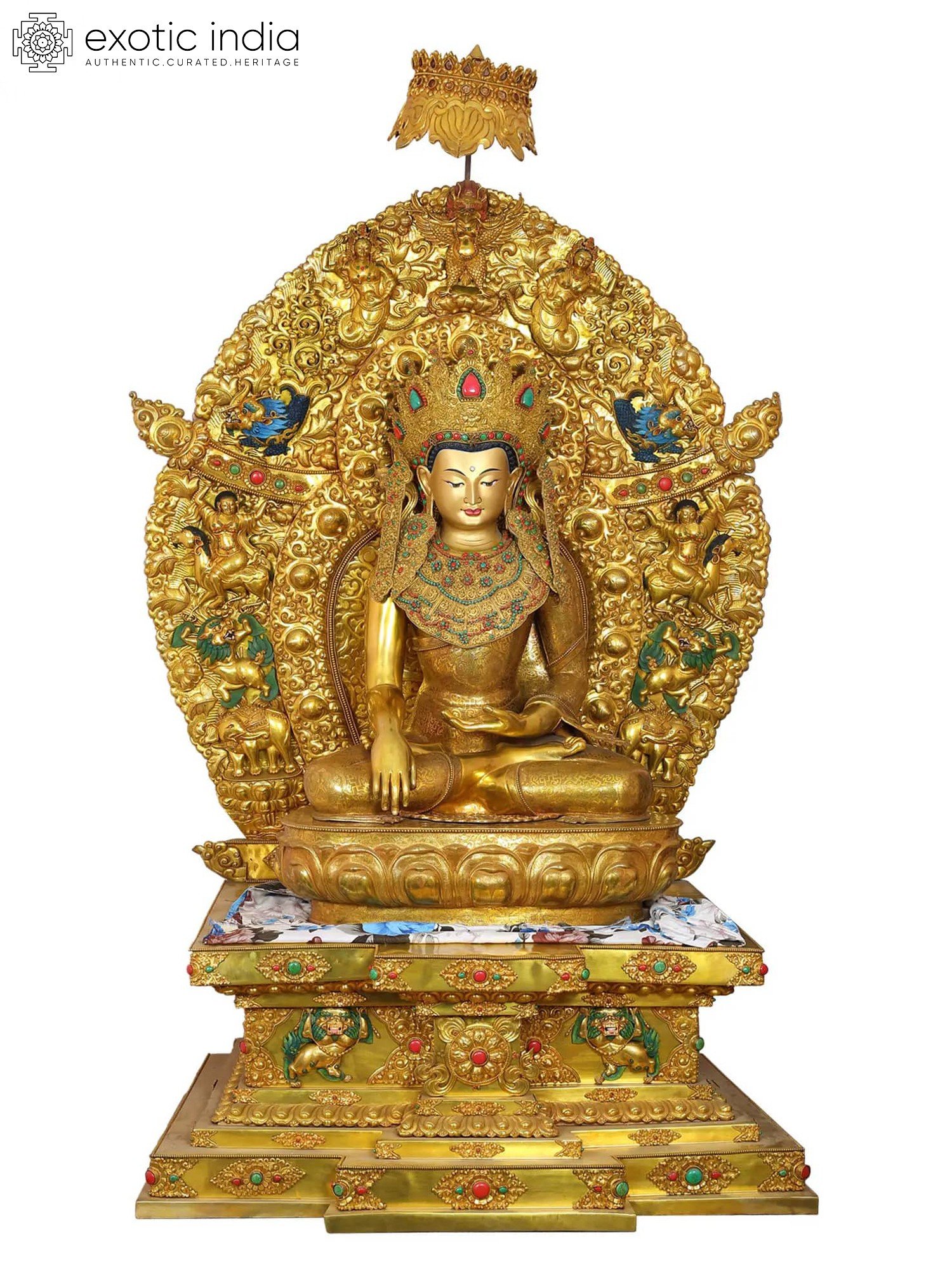 78 Large Crowned Shakyamuni Buddha with Throne from Nepal