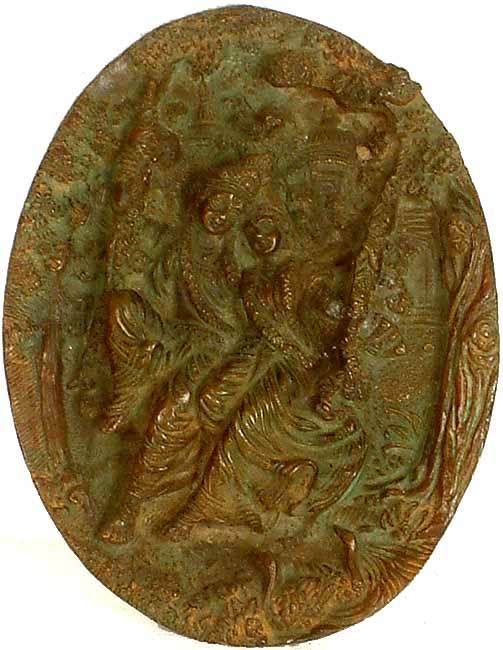 Radha Krishna on Swing (Wall Hanging) Exotic India Art