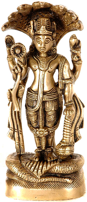 Vishnu Standing On Shesha With Seven-hoods Atop 