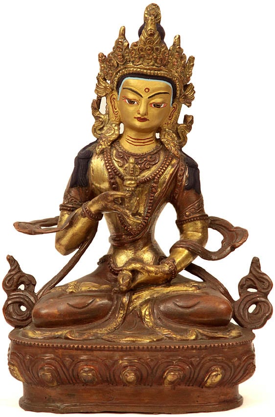Dhyani Adibuddha Vajrasattva Handschmeichler braun-goldene Bronze Messing 100g 