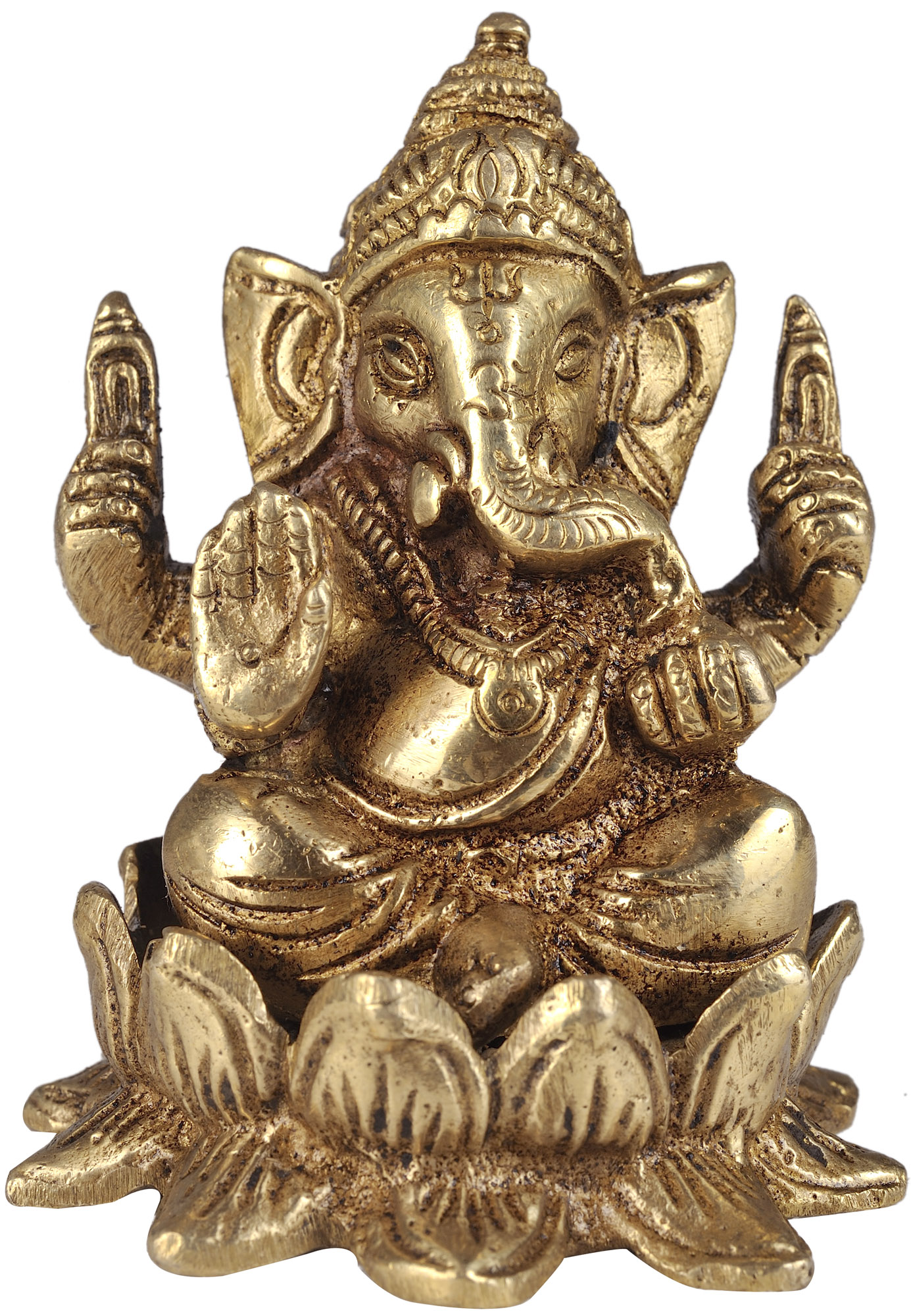 Lord Ganesha Seated on Double-Petalled Lotus Throne | Exotic India Art