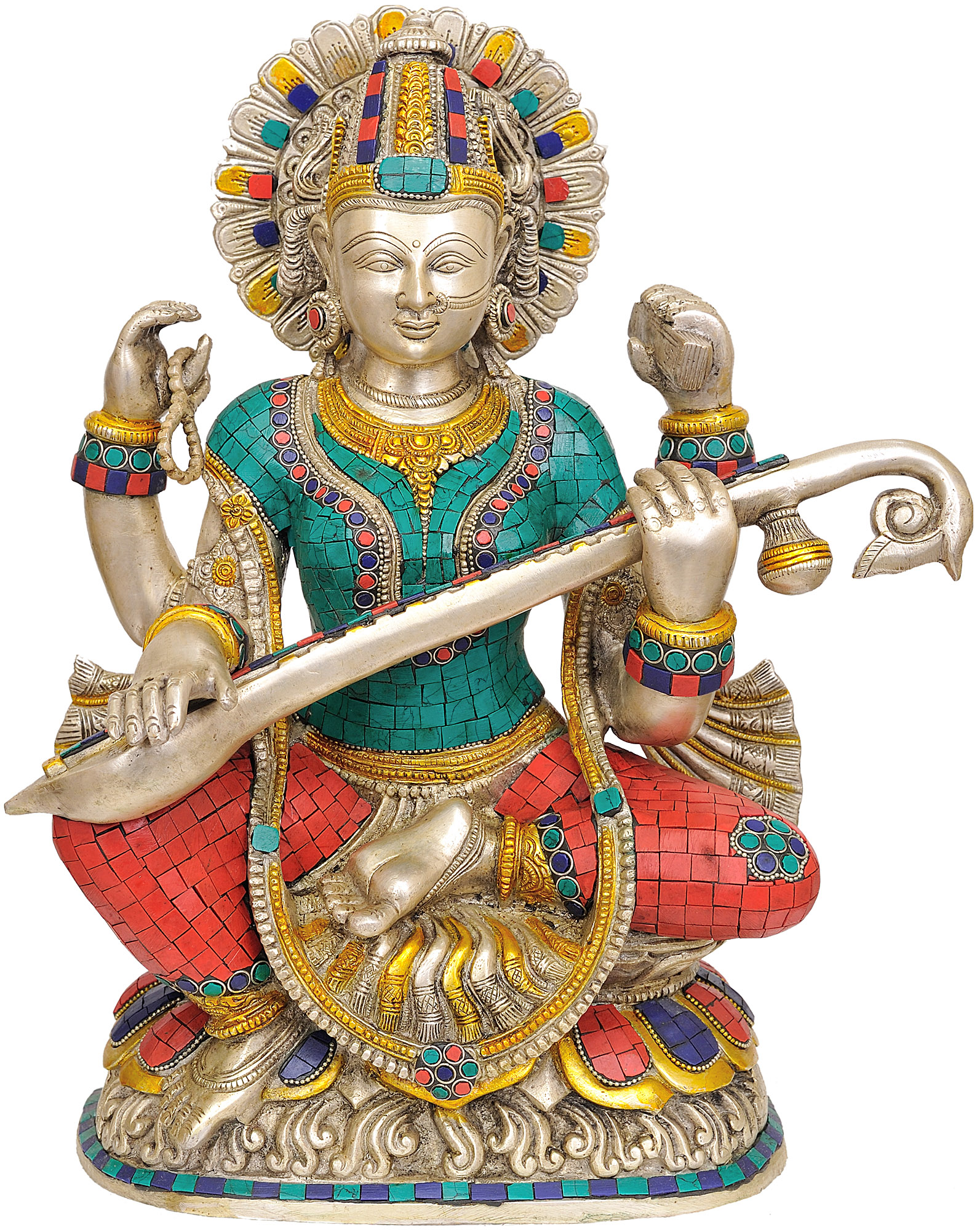 Goddess Saraswati Playing Veena 