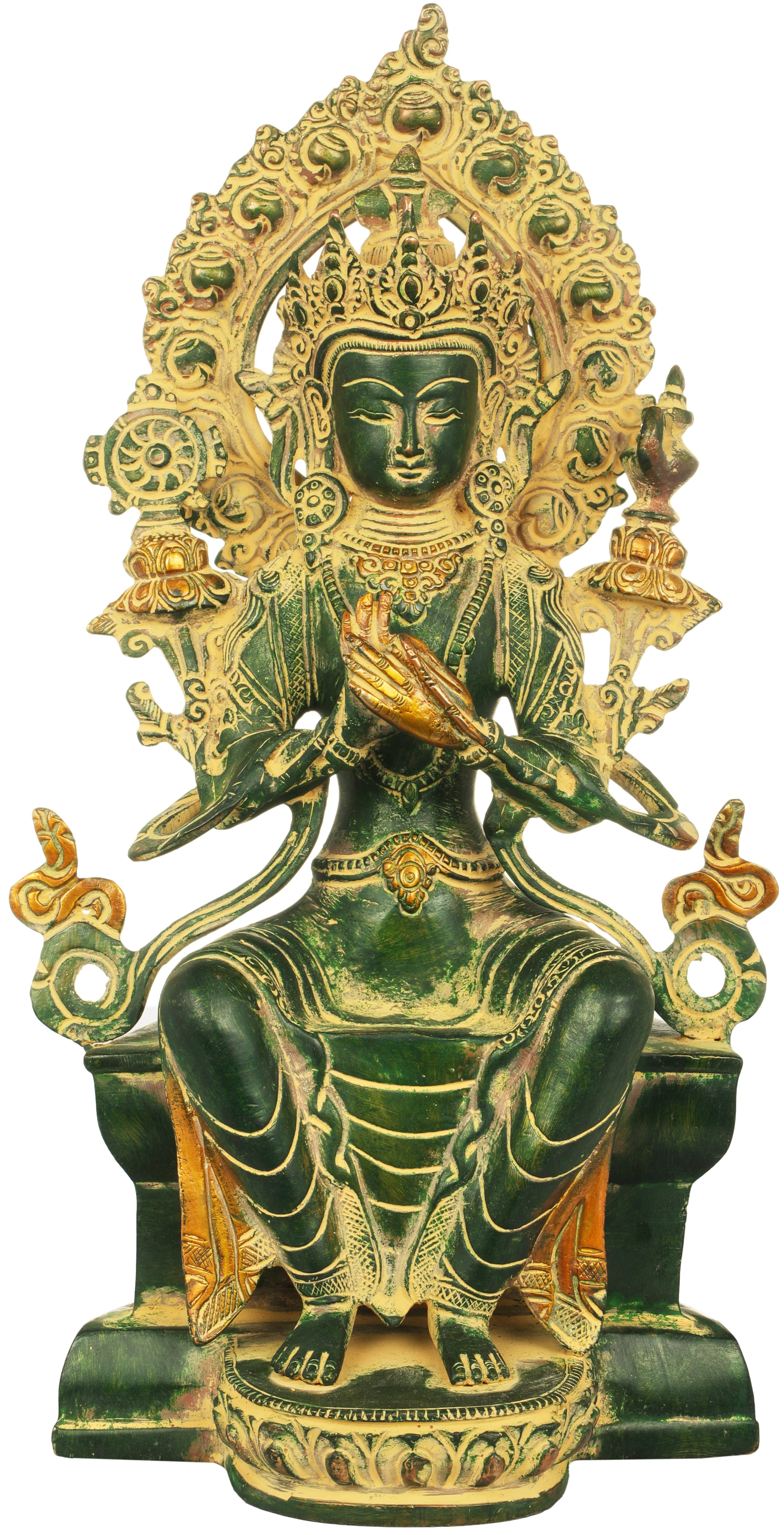 Brass Statue Exotic India Maitreya Buddha 