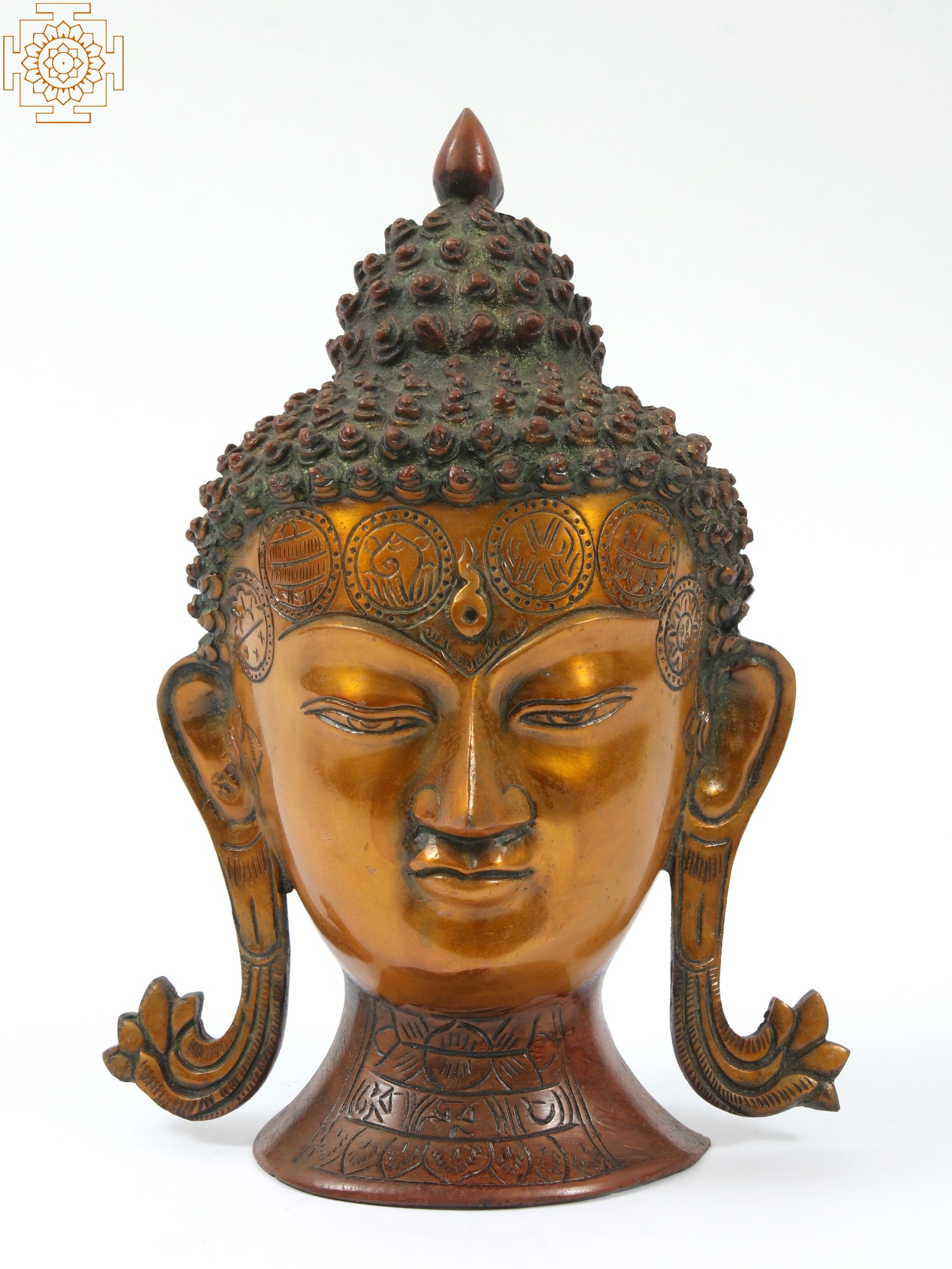 ris Skriv en rapport Fakultet 10" Lord Buddha Wall Hanging Mask - Tibetan Buddhist In Brass | Exotic  India Art