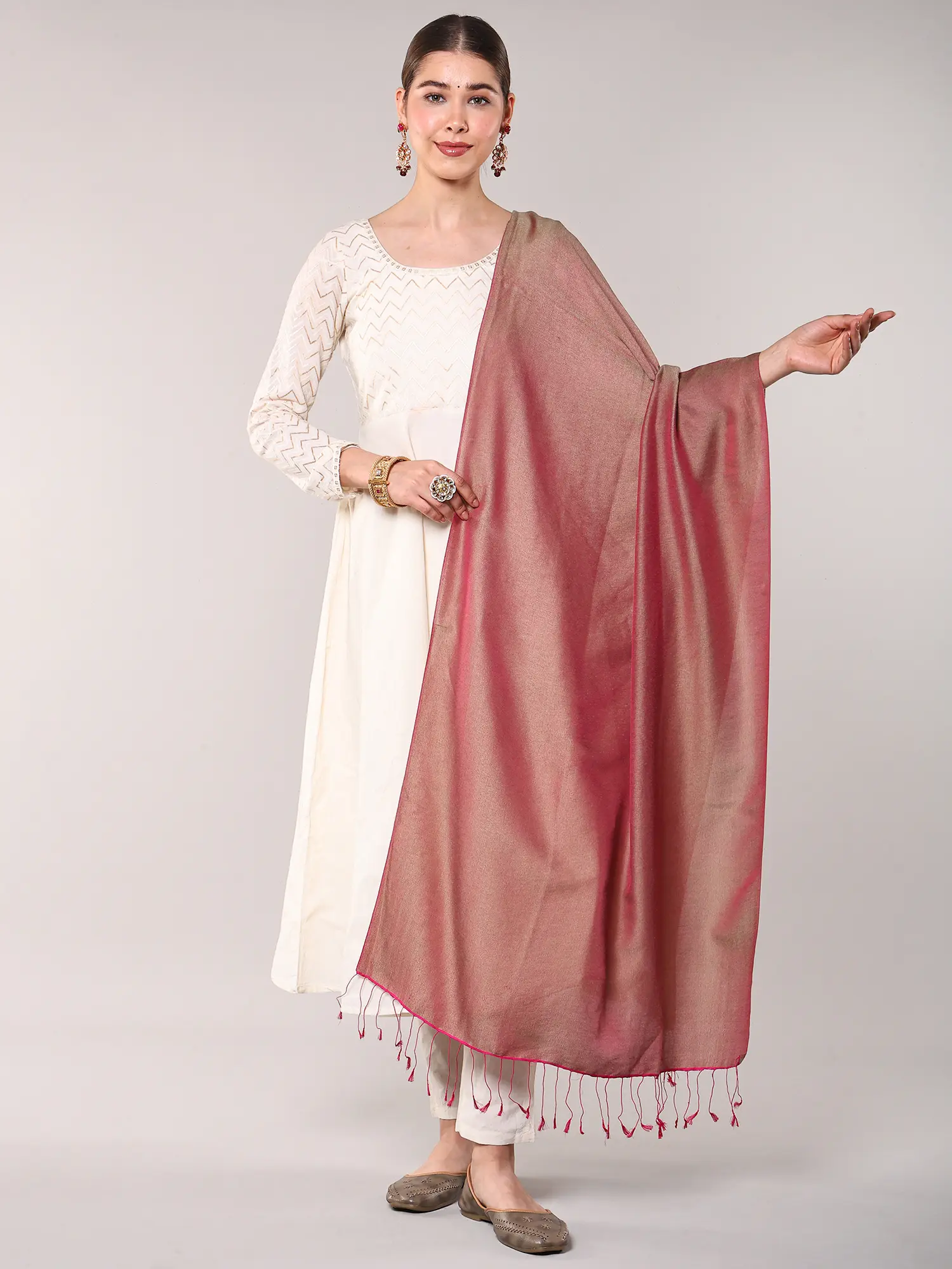 Plain Water-Pashmina Reversible Stole from Nepal