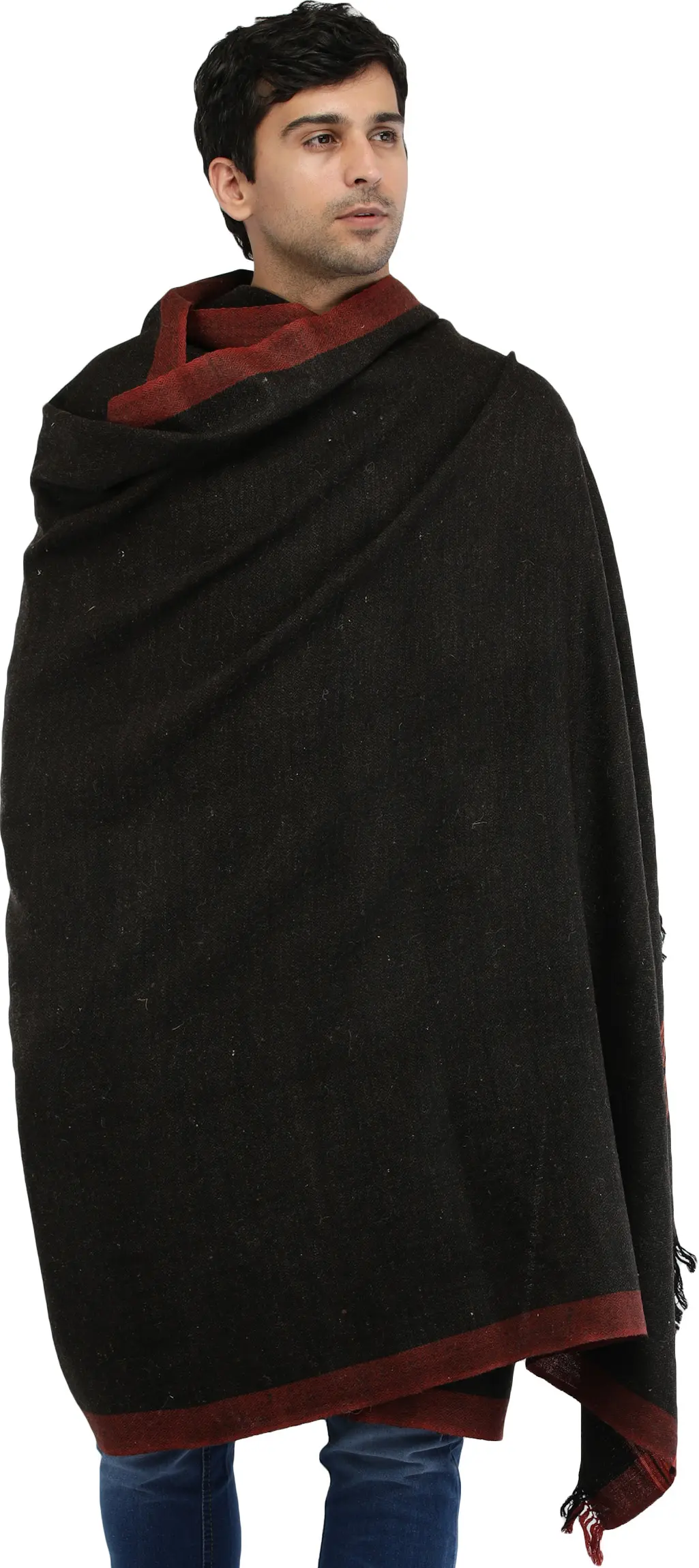 Kullu Palla Men's Shawl with Kinnauri Woven Border