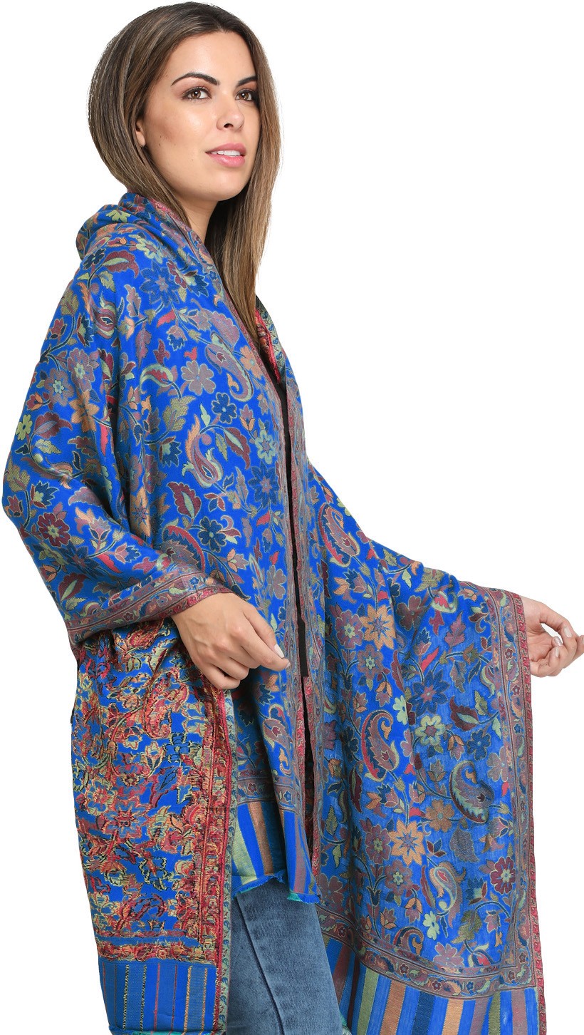 Kani Jamawar Stole with Woven Flowers and Paiselys in Multi-Color ...