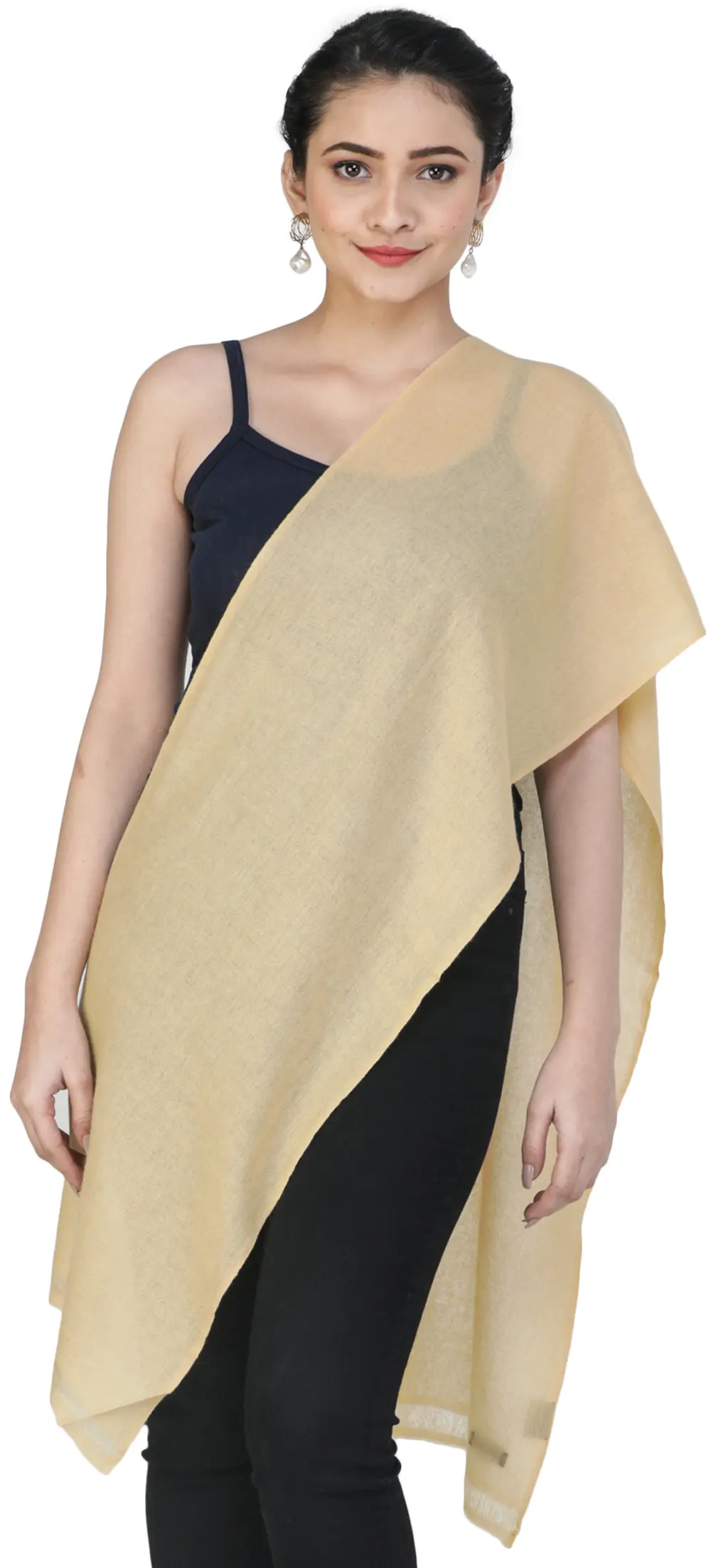 Plain Pure Cashmere Woven Scarf from Nepal