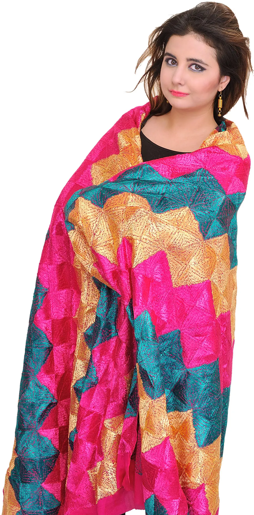 Phulkari Hand-Embroidered Dupatta from Punjab