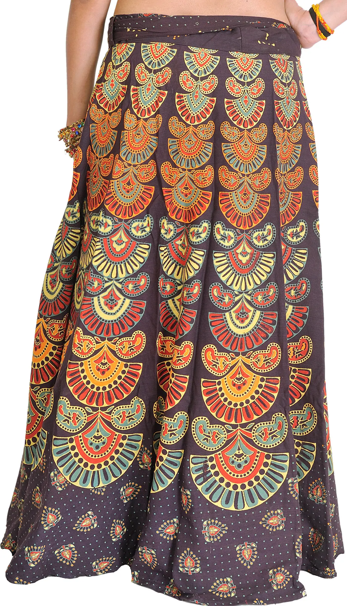 Block-Printed Sanganeri Wrap-Around Skirt from Pilkhuwa, alternate view