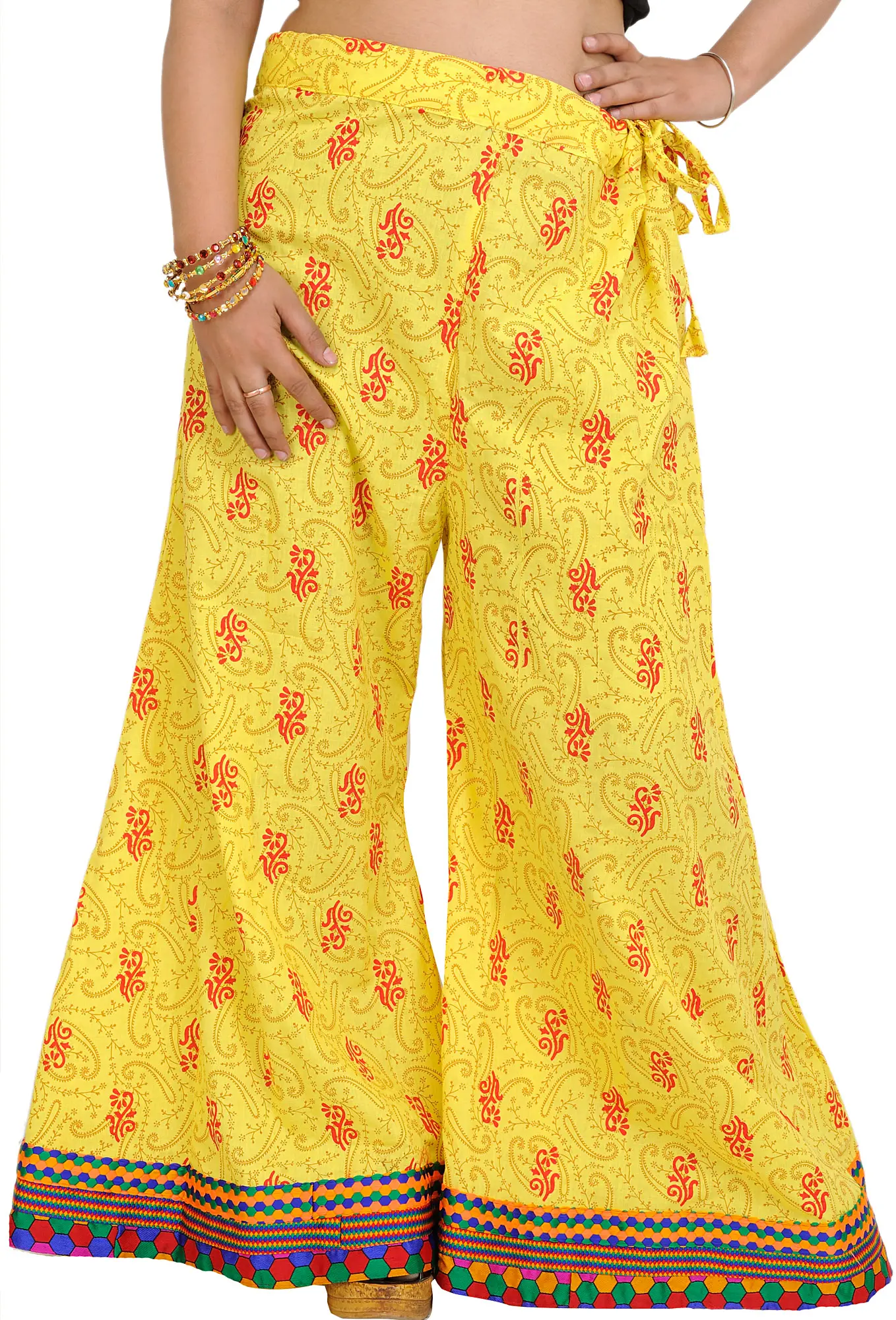 Palazzo Pants from Pilkhuwa with Printed Paisleys and Patch Border