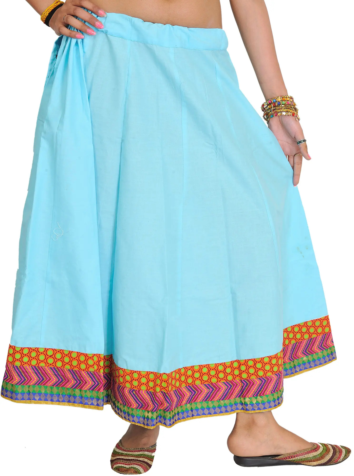 Plain Midi Skirt from Pilkhuwa with Patch Border