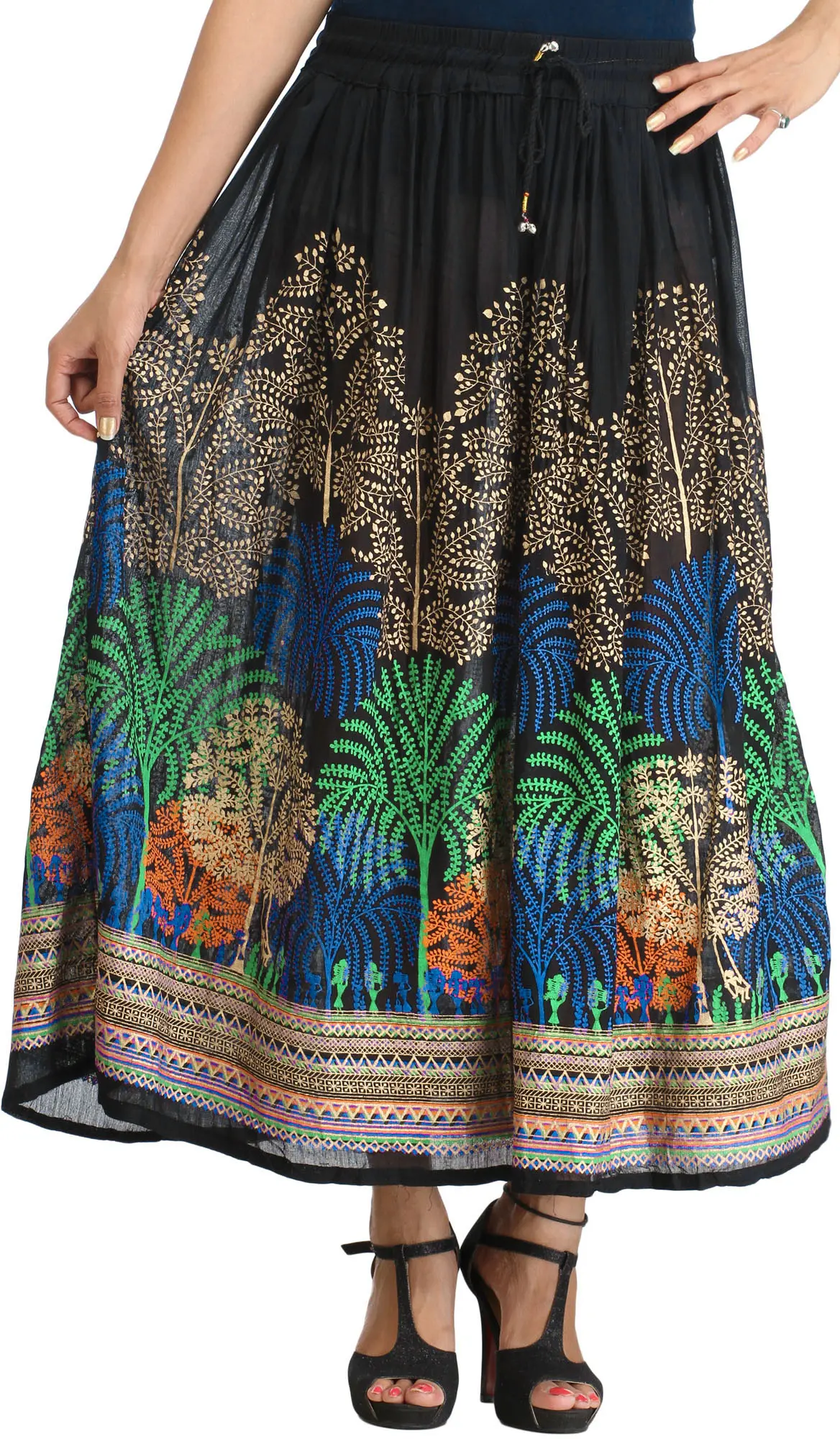 Long Skirt with Printed Trees