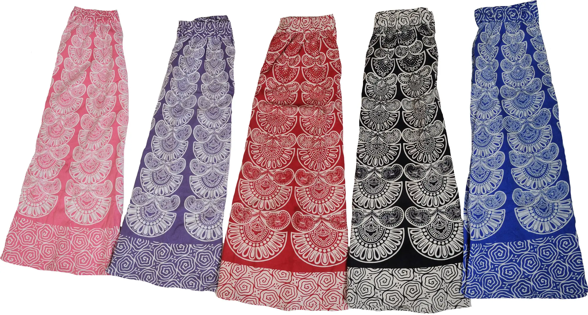 Lot of Five Midi Skirt with Block-Print in Pastel Colors