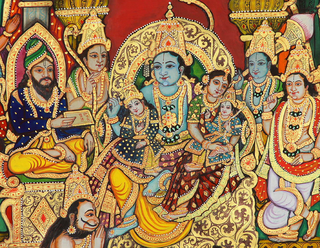 Lord Rama Durbar with His Sons Luv and Kush | Exotic India Art