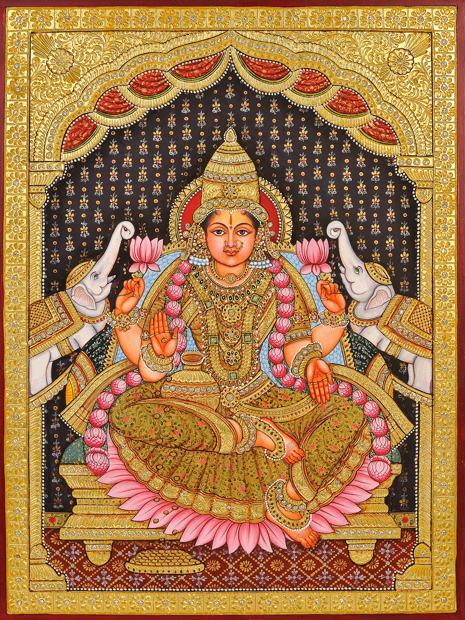 Venkateswara-balaji With Ashta Lakshmi Sparkle Print Digital Photo in  Golden Frame Big 14 X 18 Inches - Etsy