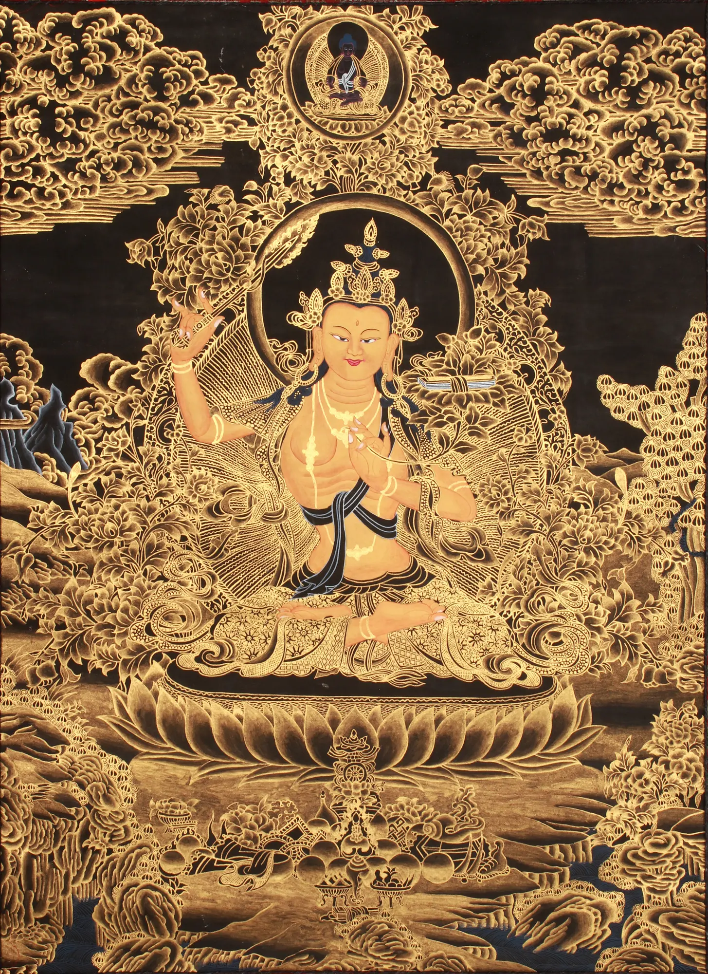 Details for this item: Tibetan Thangka Painting | Size of Painted Surface 1...