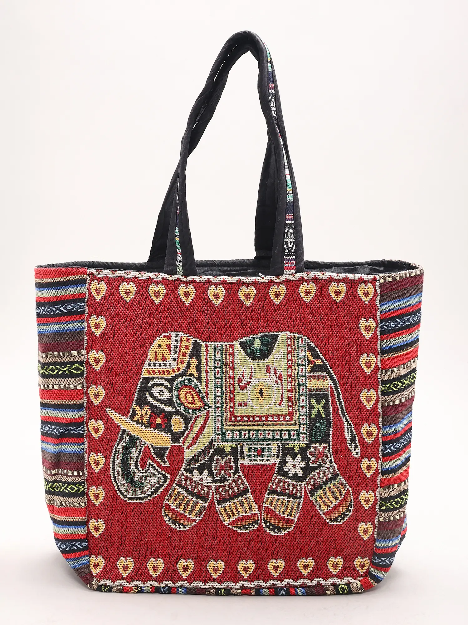 Elephant Motif Tote Bag from Kutch with Zipper Closure | Exotic