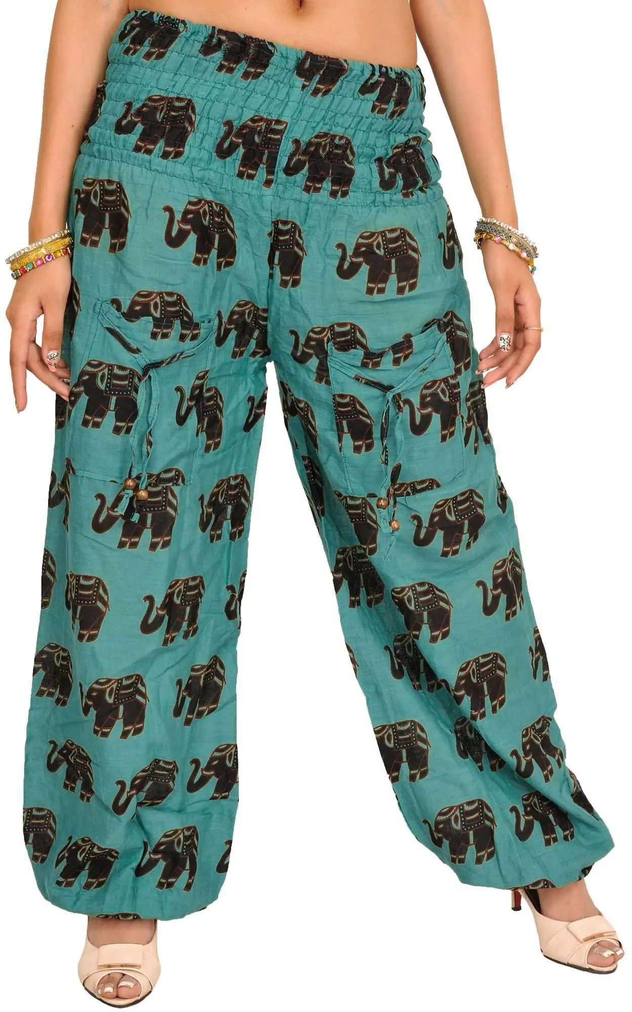 Yoga Trousers with Printed Elephants and Front Pockets, alternate view