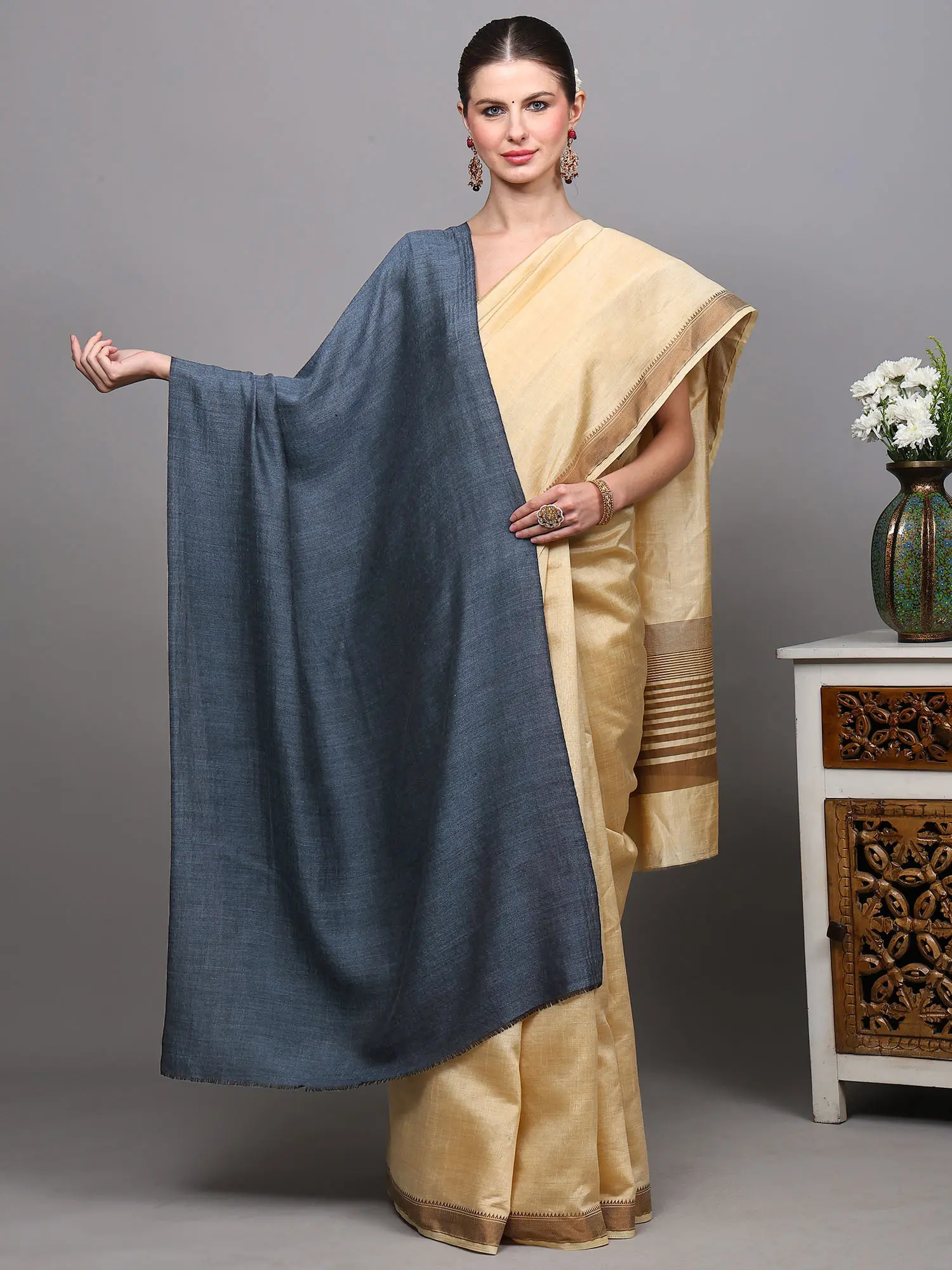 Plain Reversible Pashmina Stole from Amritsar