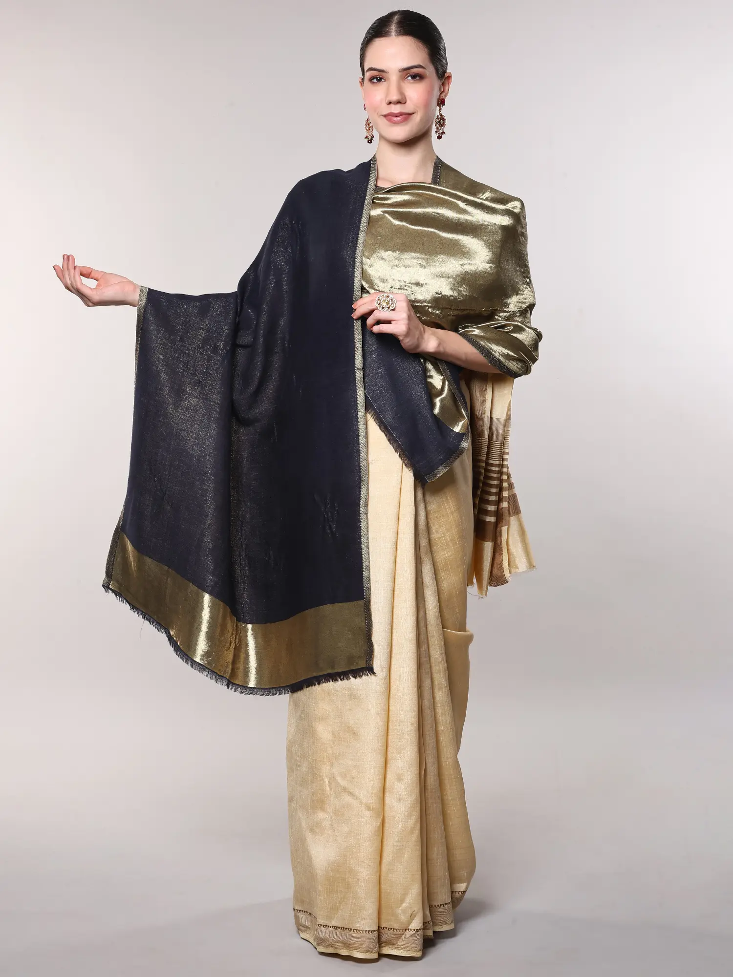 Reversible Plain Stole with Zari Weave from Amritsar