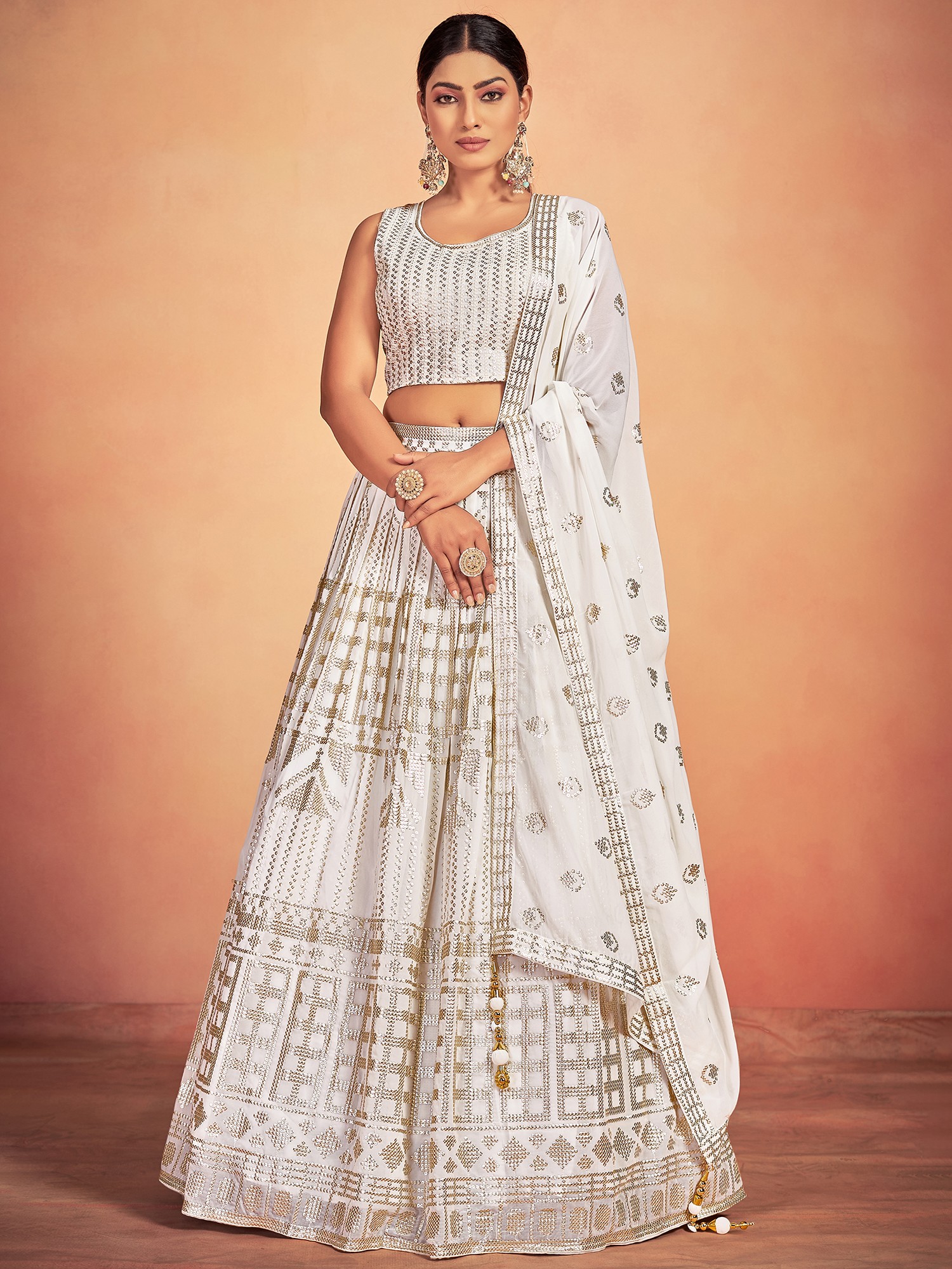 Off White Viscose Heavy Thread Embroidery Weaving Work With Bandhej Du –  NRIVogue