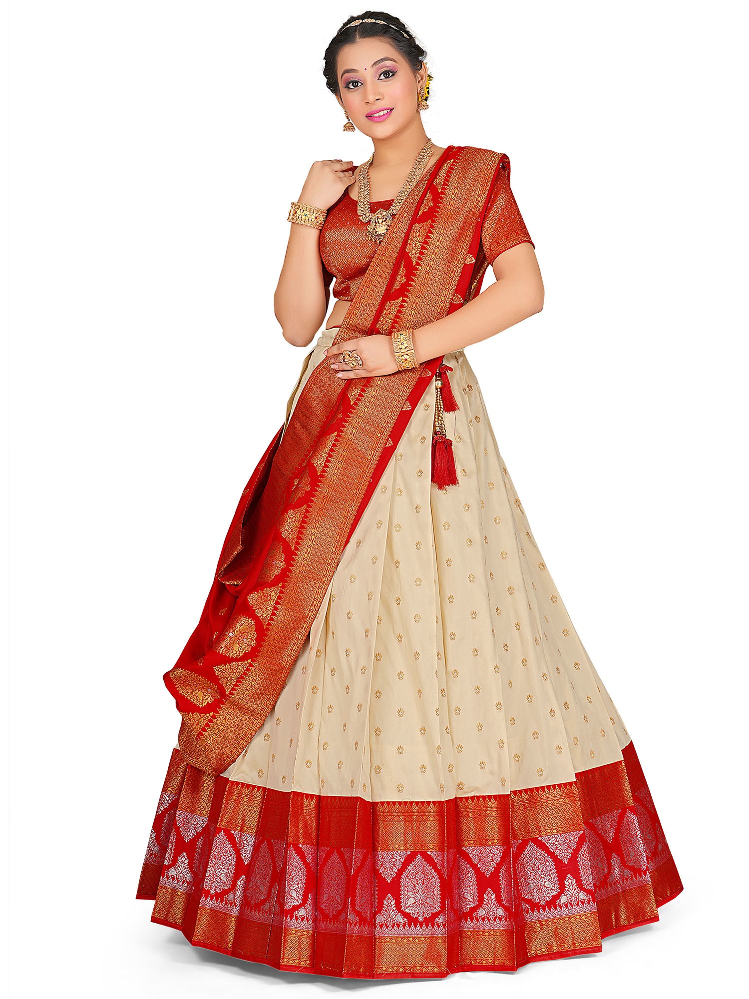 Buy New Kanjiveram Half Saree Function Lehenga Half Saree Along With  Banarashi Silk Duppta Pattu Half Saree Designs Ready Made Half Saree Online  in India - Etsy