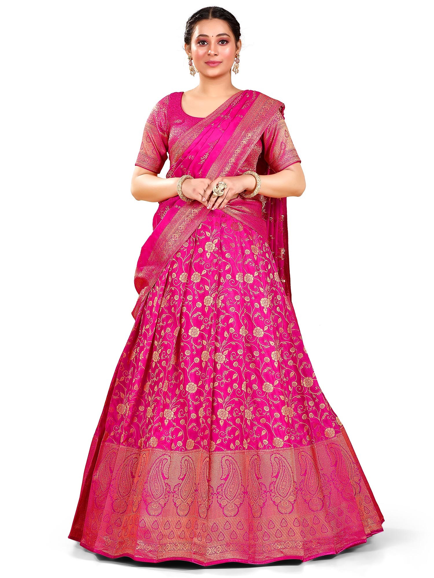Buy Festival Plus Size Dress Satin Rani Pink Wedding Lehenga Blouse  LLCV110205