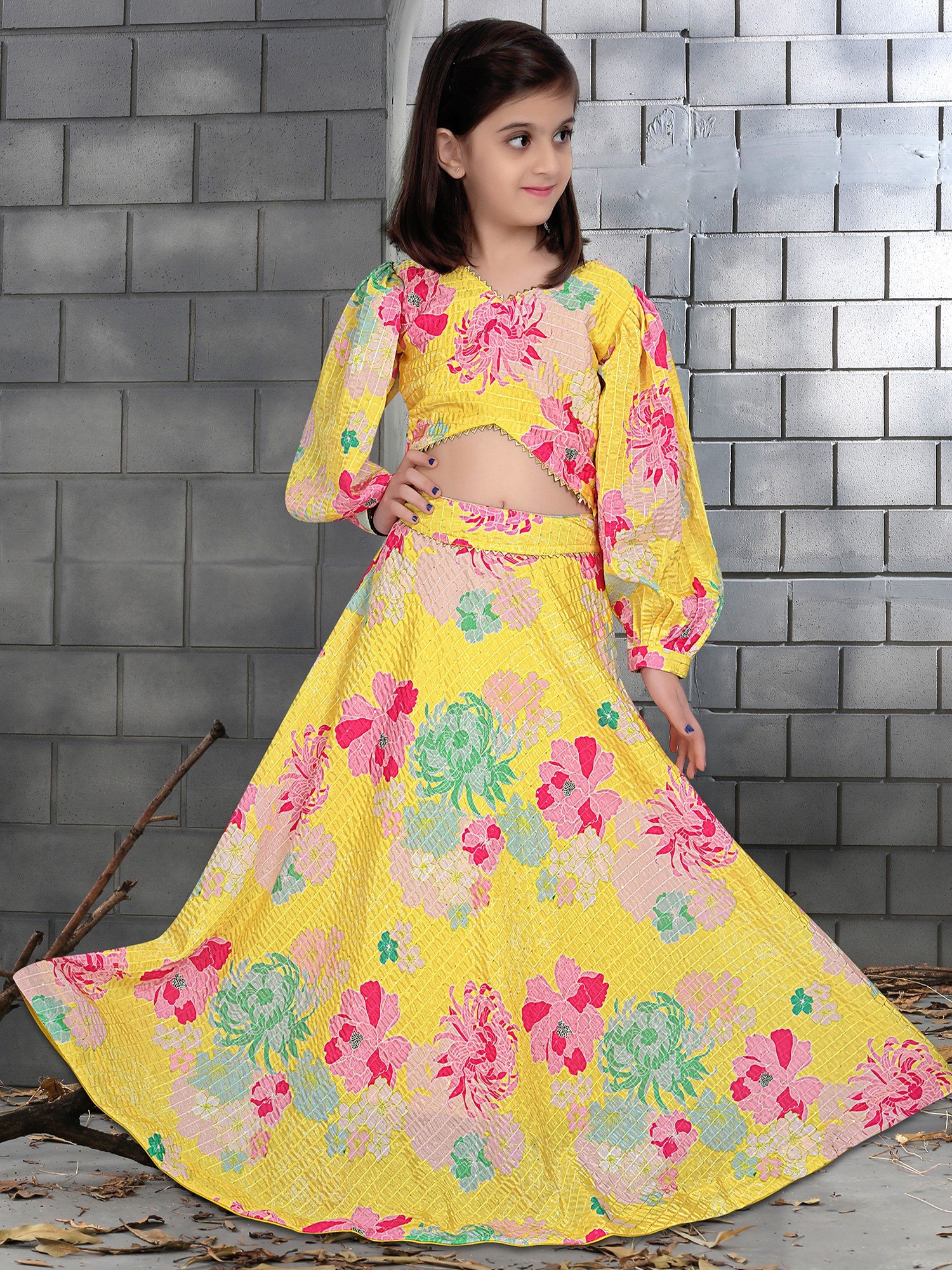 Heavy Georgette Embroidered On Off White Color Kids Lehenga Choli